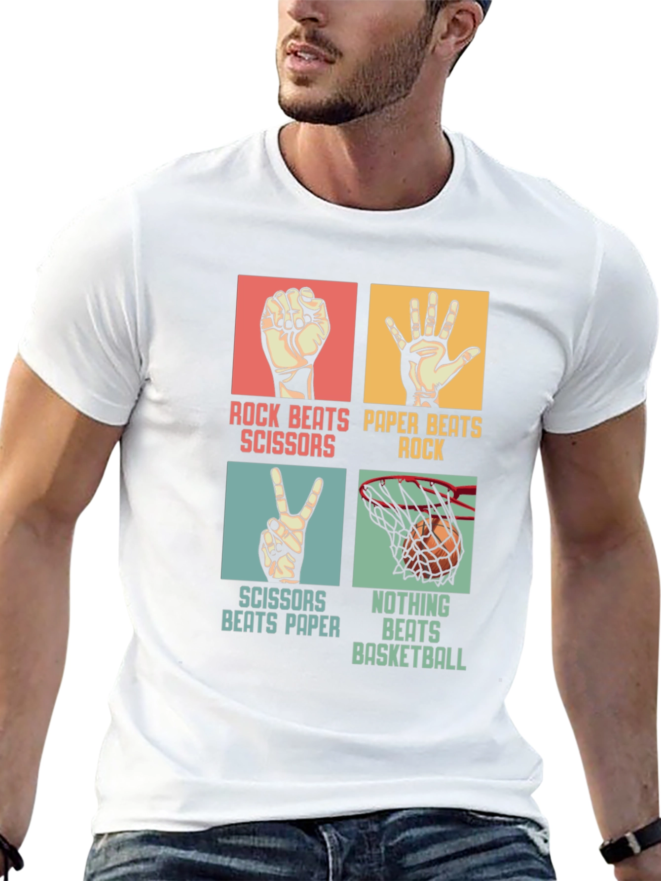 Rock Paper Scissors Basketball Black T-Shirt