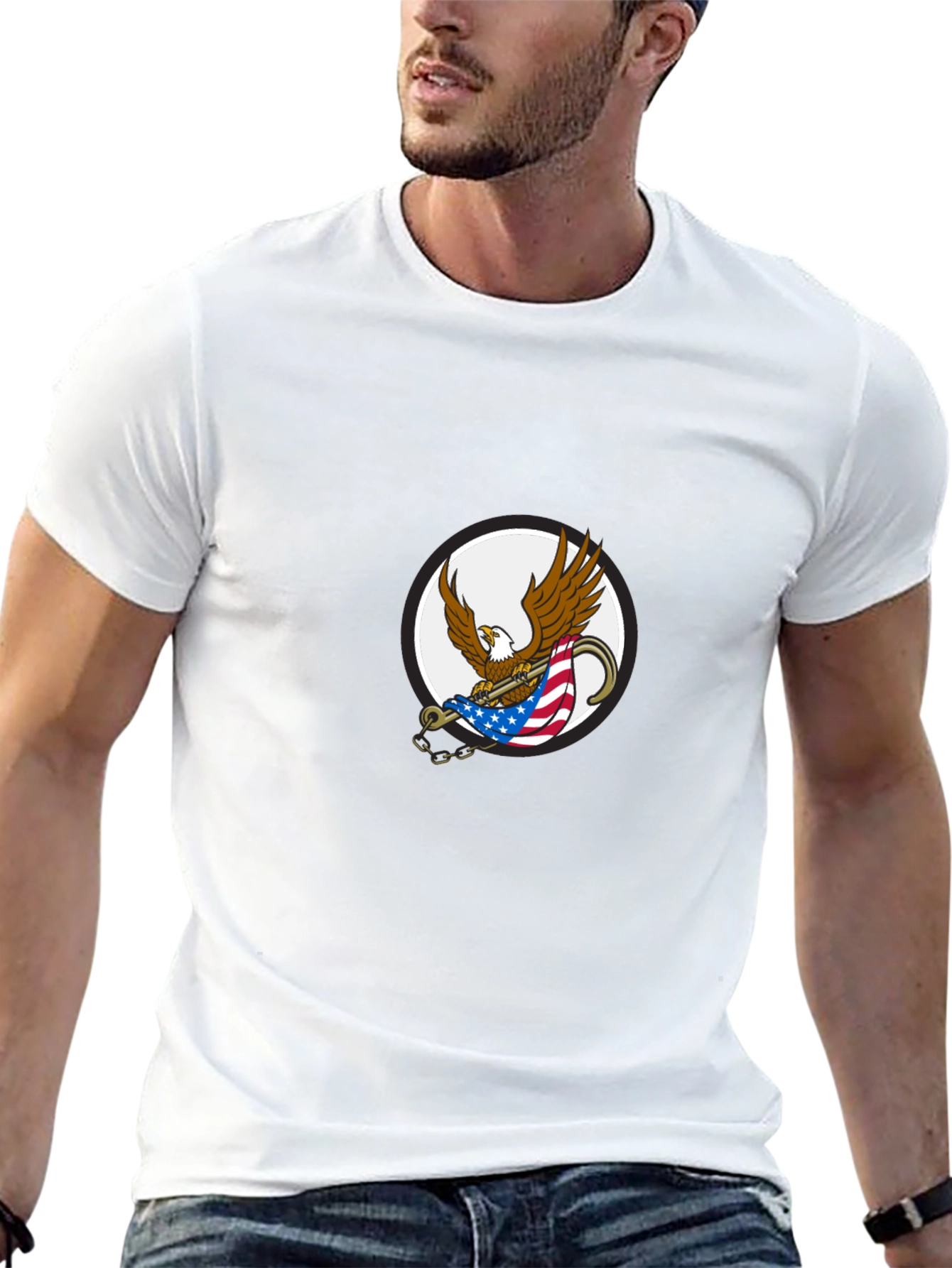 Mens Black Graphic Eagle T-Shirt