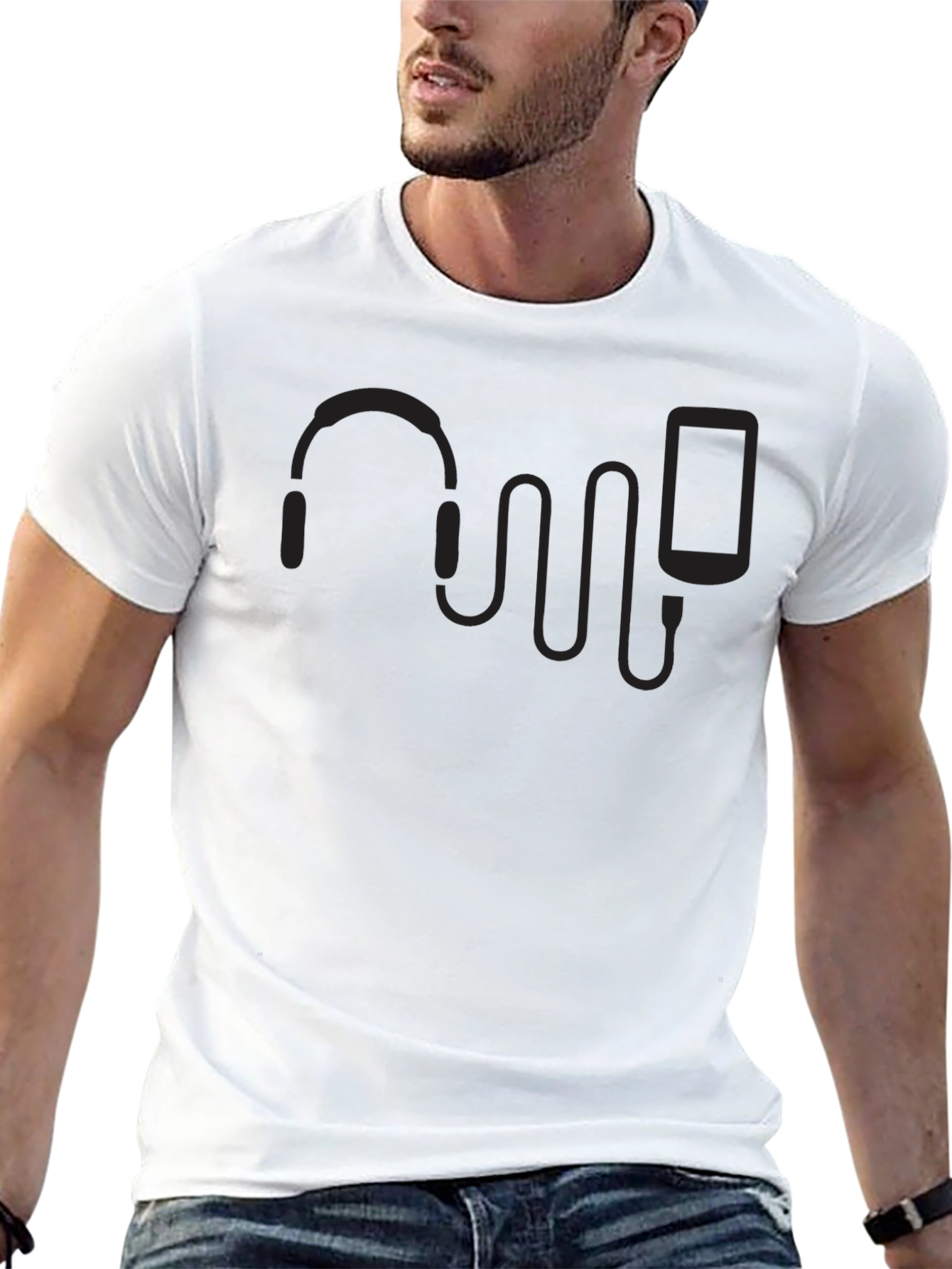 Headphones & Phone Graphic T-Shirt - Music Lover Tee