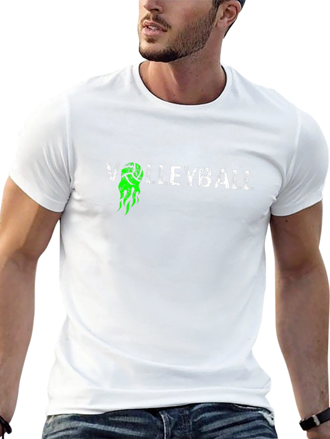 Volleyball Graphic Tee - Black Cotton T-Shirt