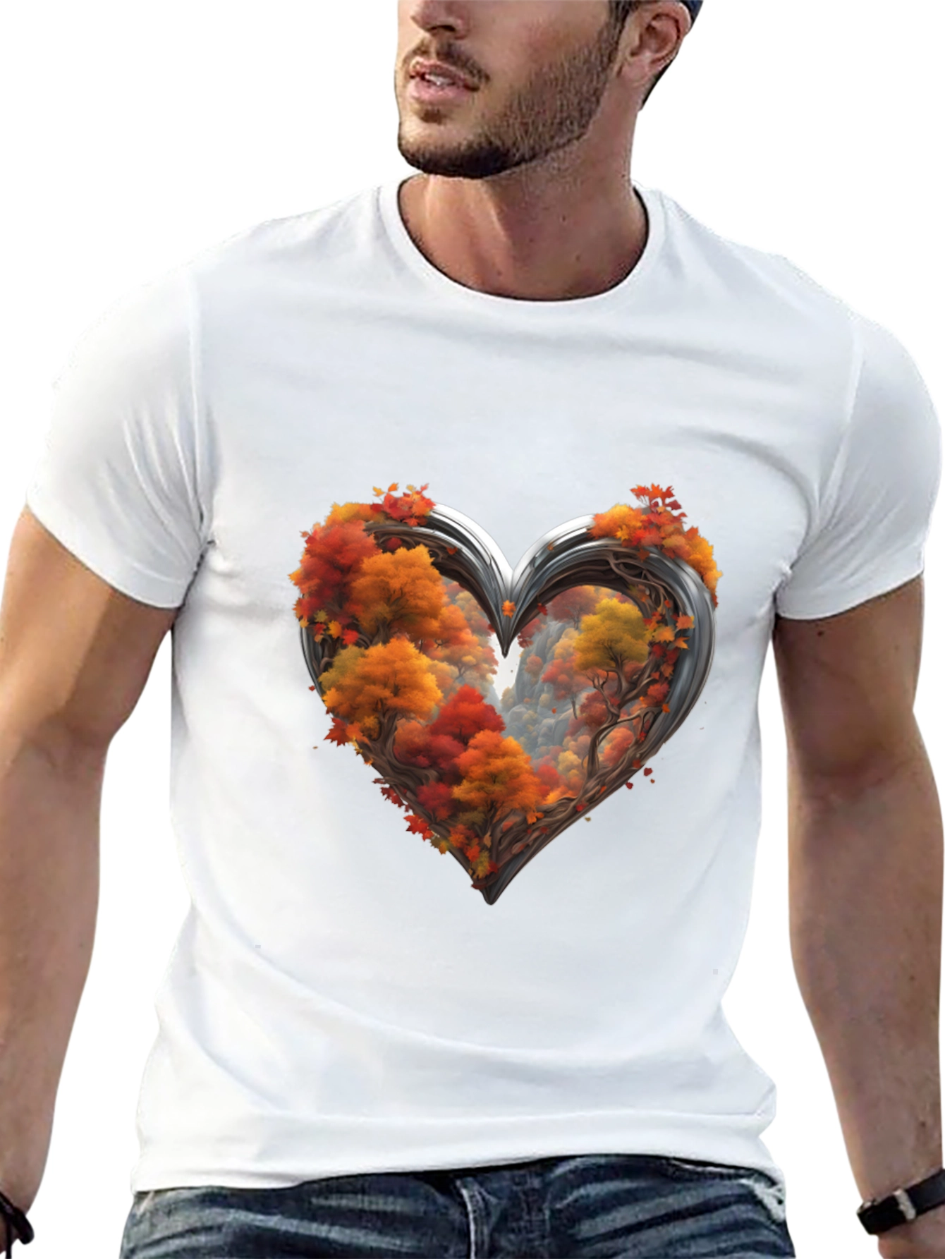 Autumn Heart Tee - Nature Lovers Graphic T-Shirt