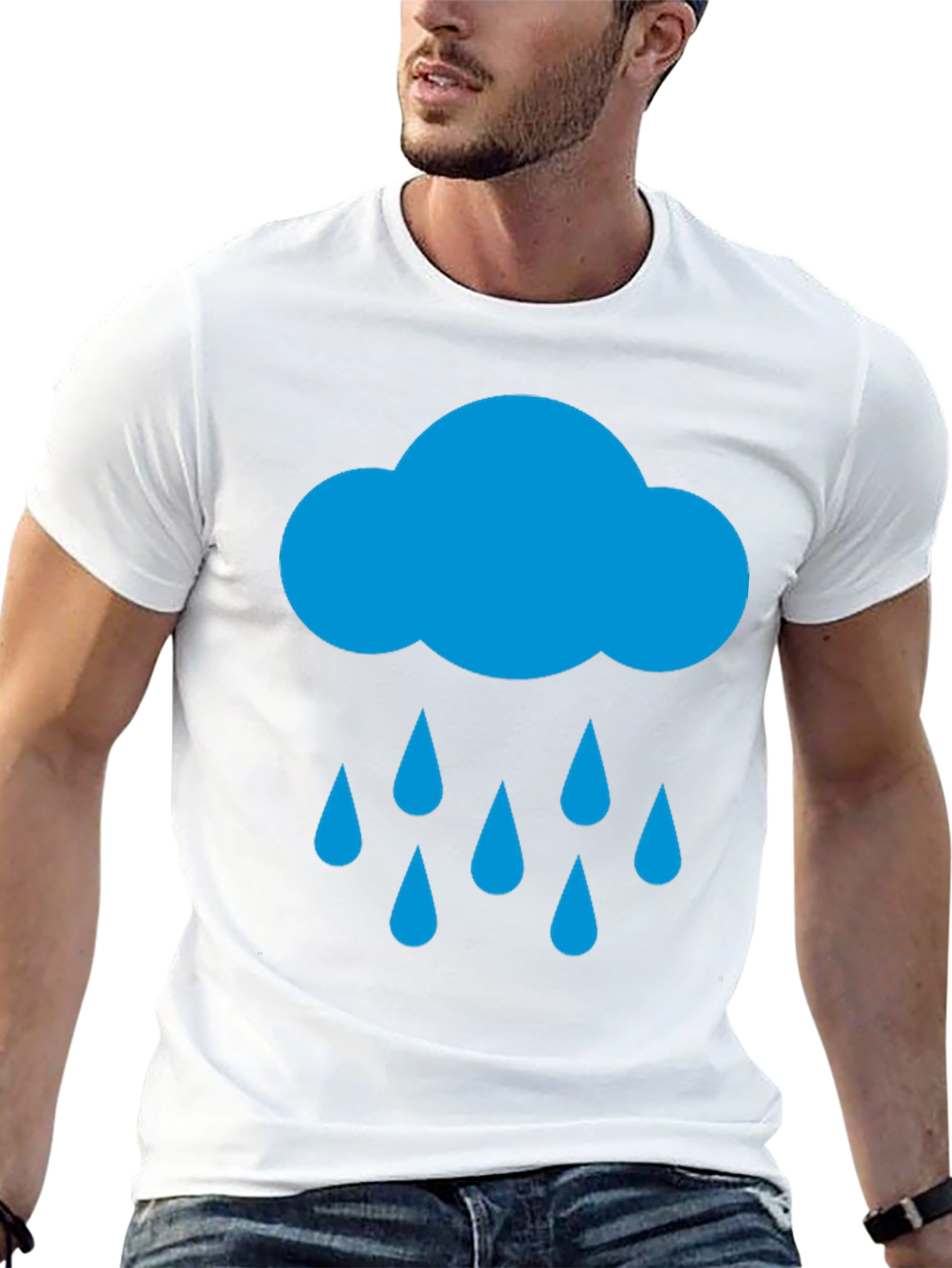 Rain Cloud Graphic Tee - Black Cotton T-Shirt