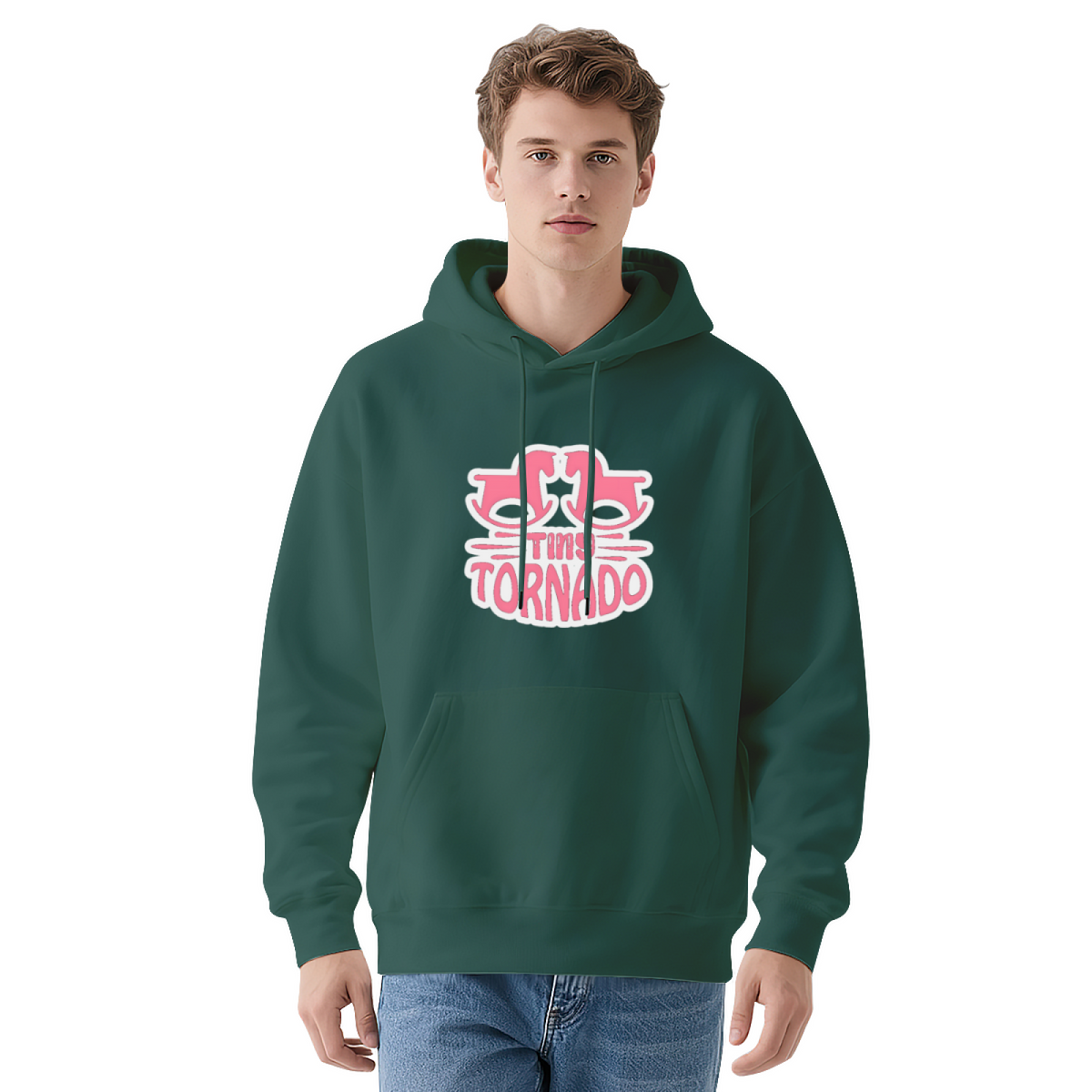 Tims Tornado Retro Pink Logo Grey Hoodie