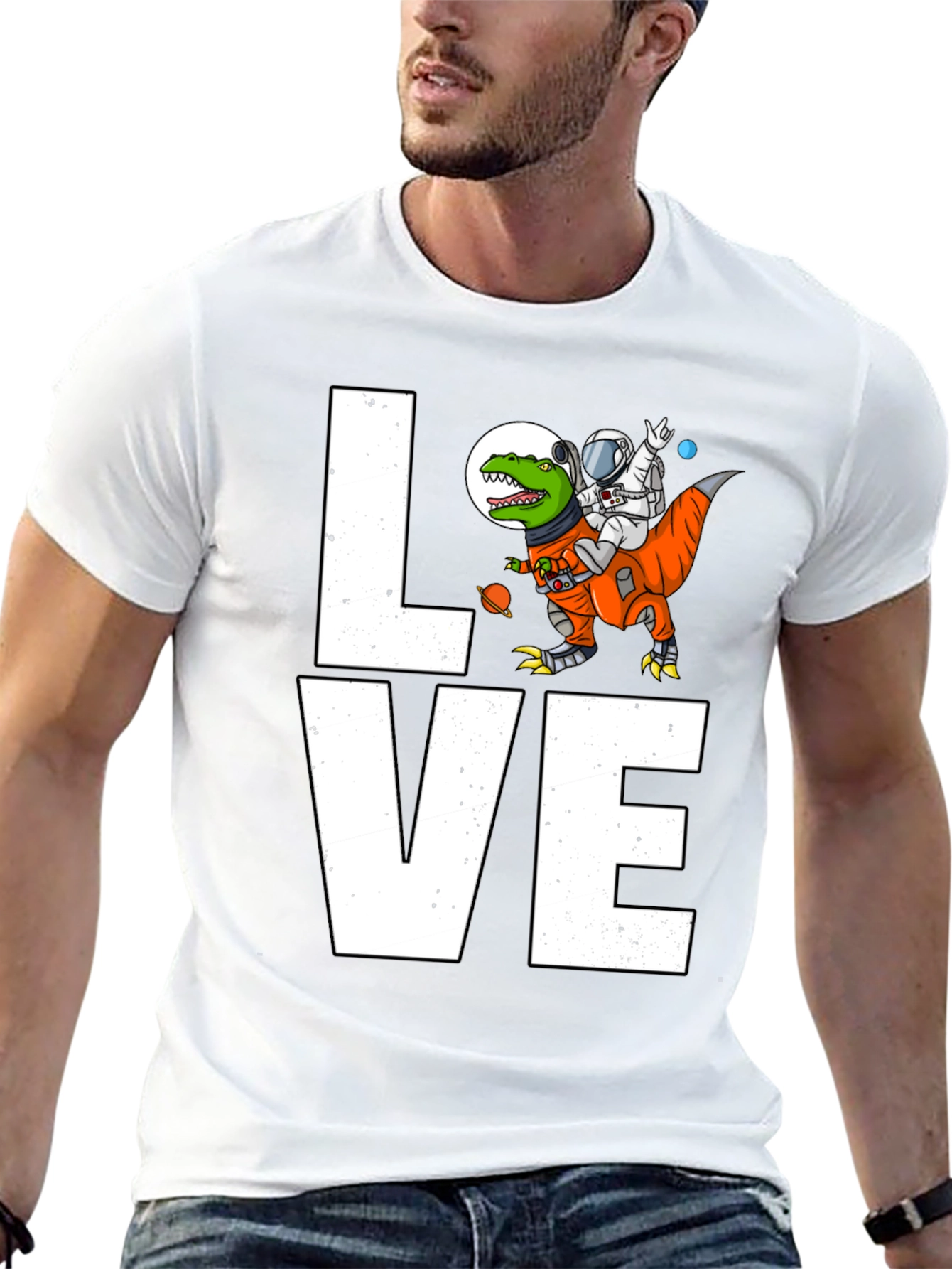 Astronaut Riding Dinosaur LOVE T-Shirt