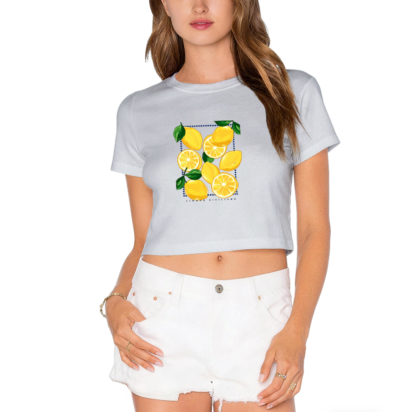 Juicy Sicily Lemon Fruit Graphic Cropped T?Shirt
