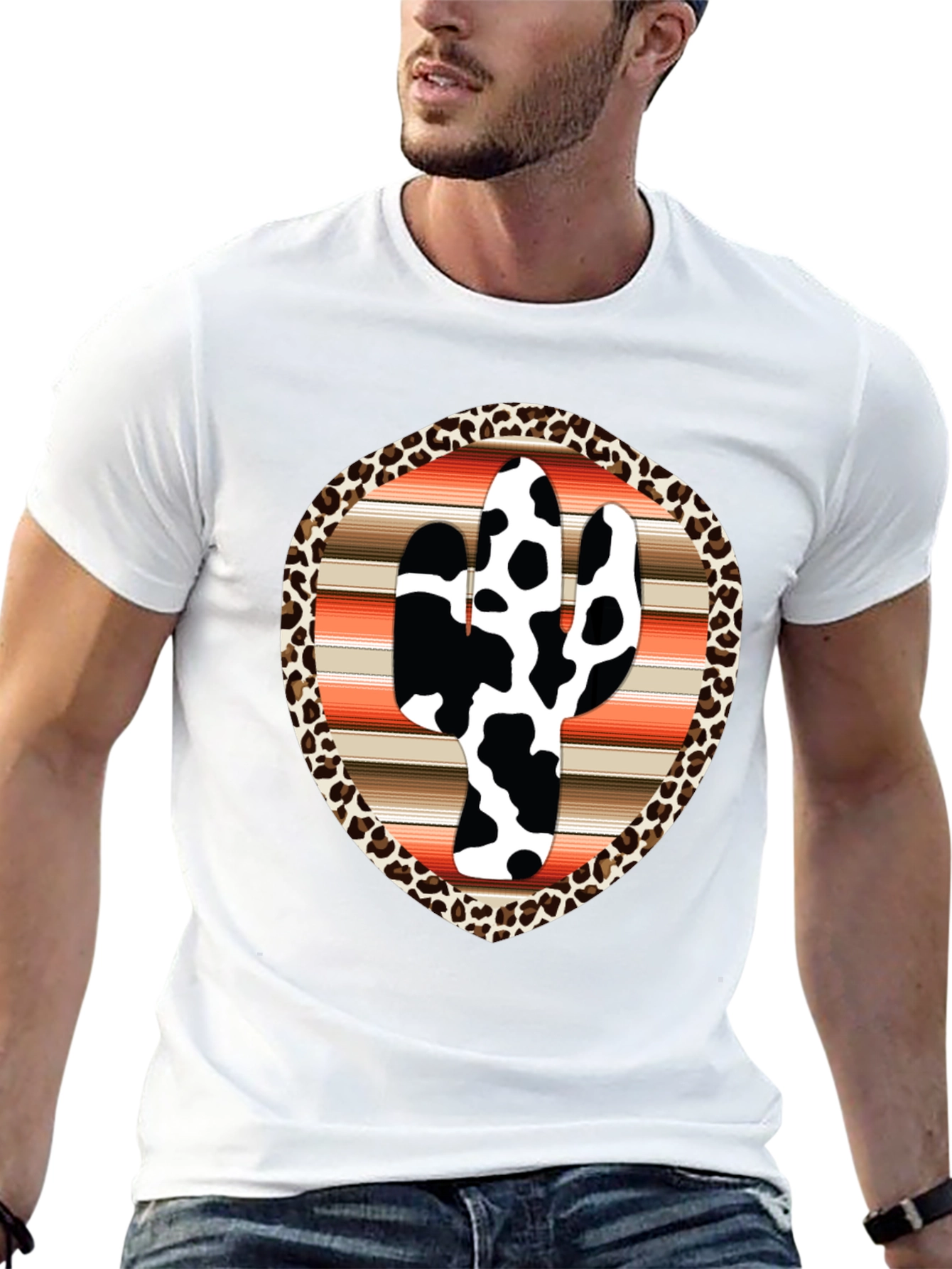 Cow Print Cactus Graphic Tee
