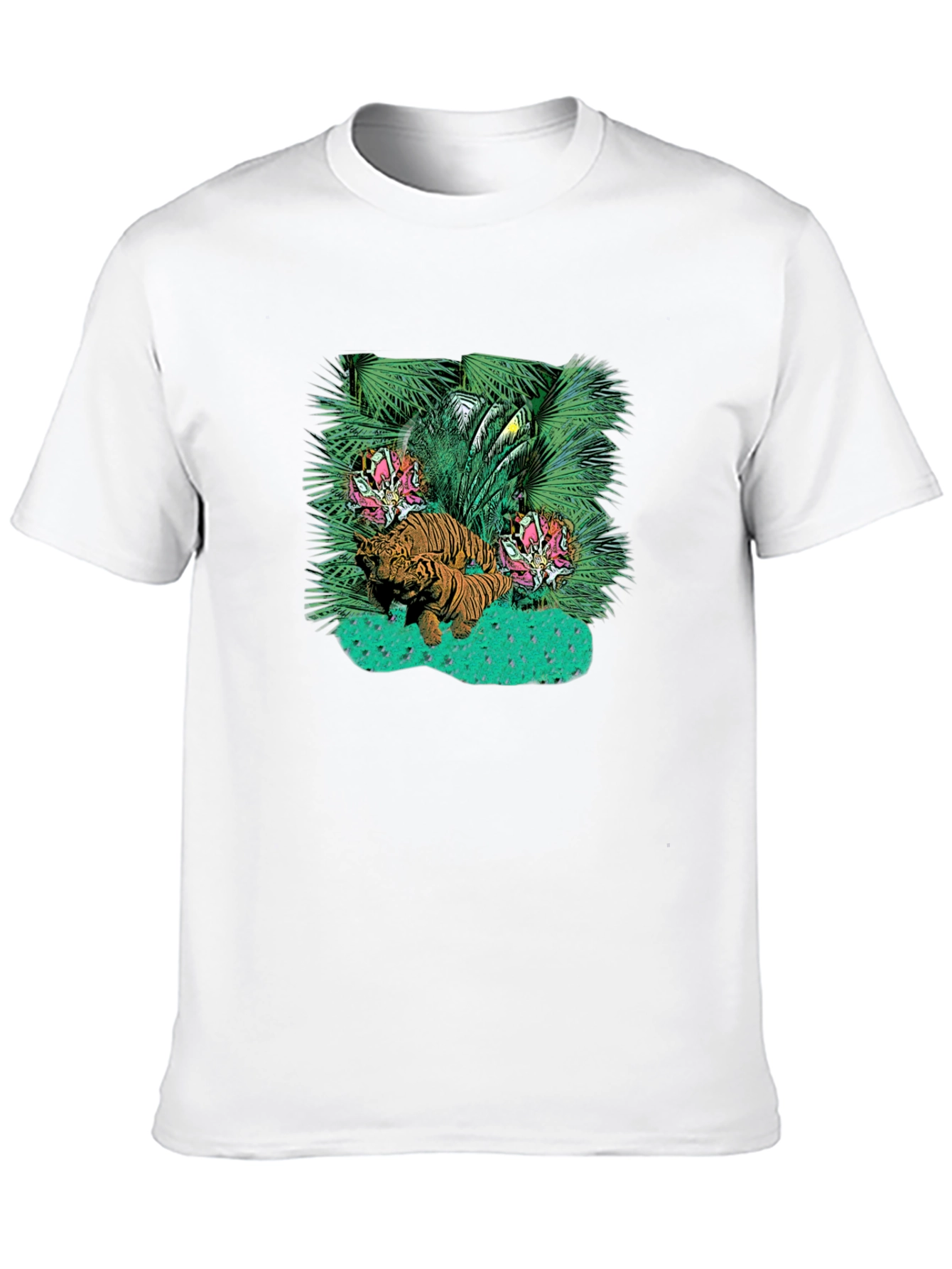 Tropical Tiger Graphic Tee - Unique Design