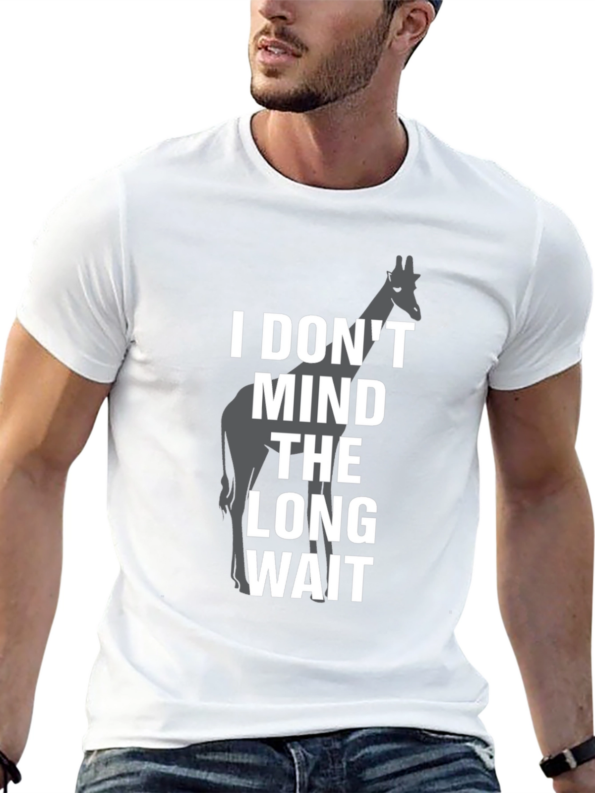 Long Wait Giraffe Graphic Tee - Mens Black T-Shirt