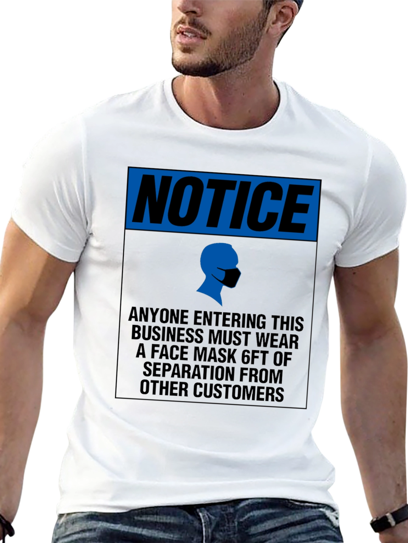 Notice Face Mask T-Shirt - Social Distancing