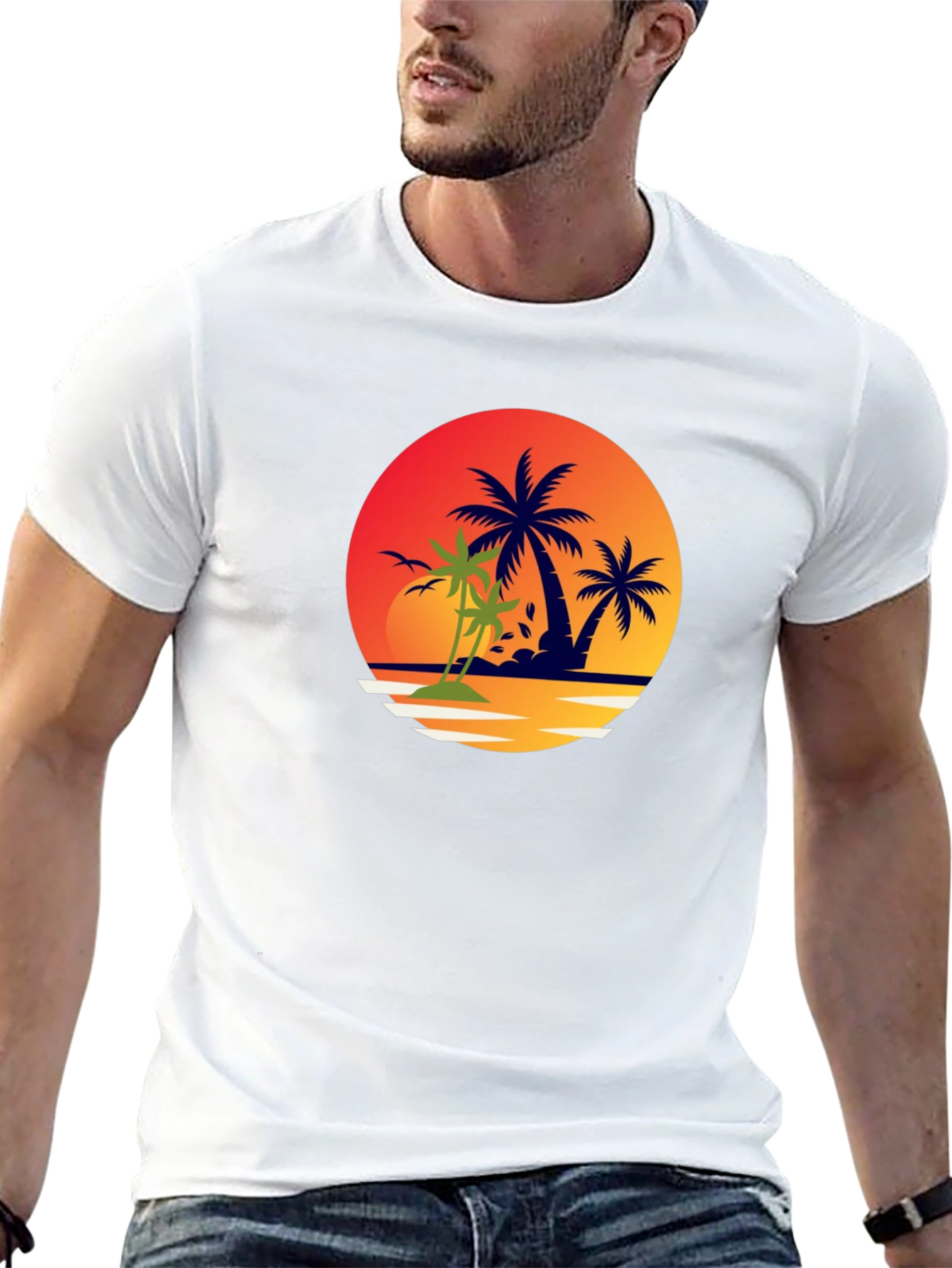 Tropical Palm Tree Sunset Graphic Tee