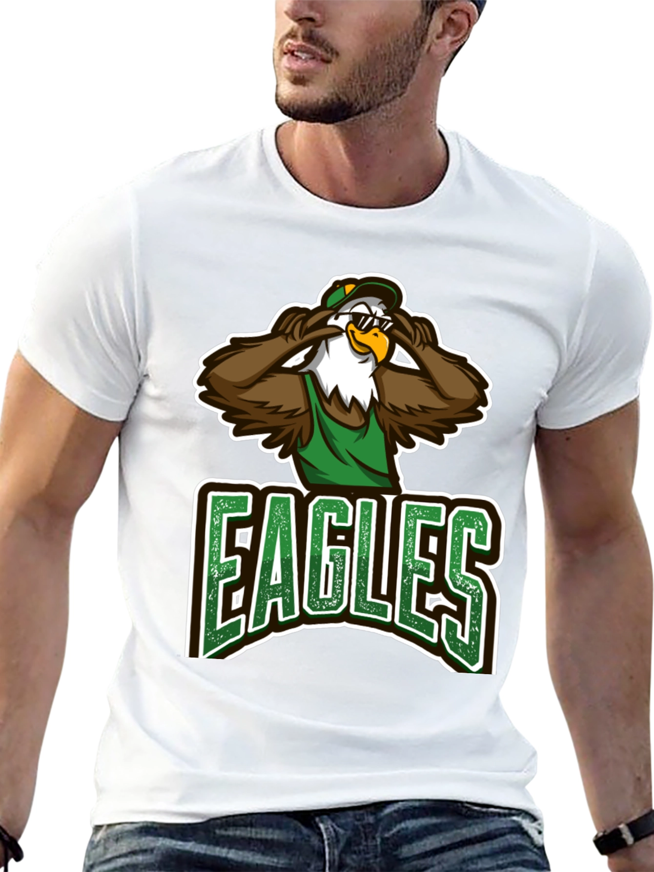Eagles Cartoon Graphic Black T-Shirt