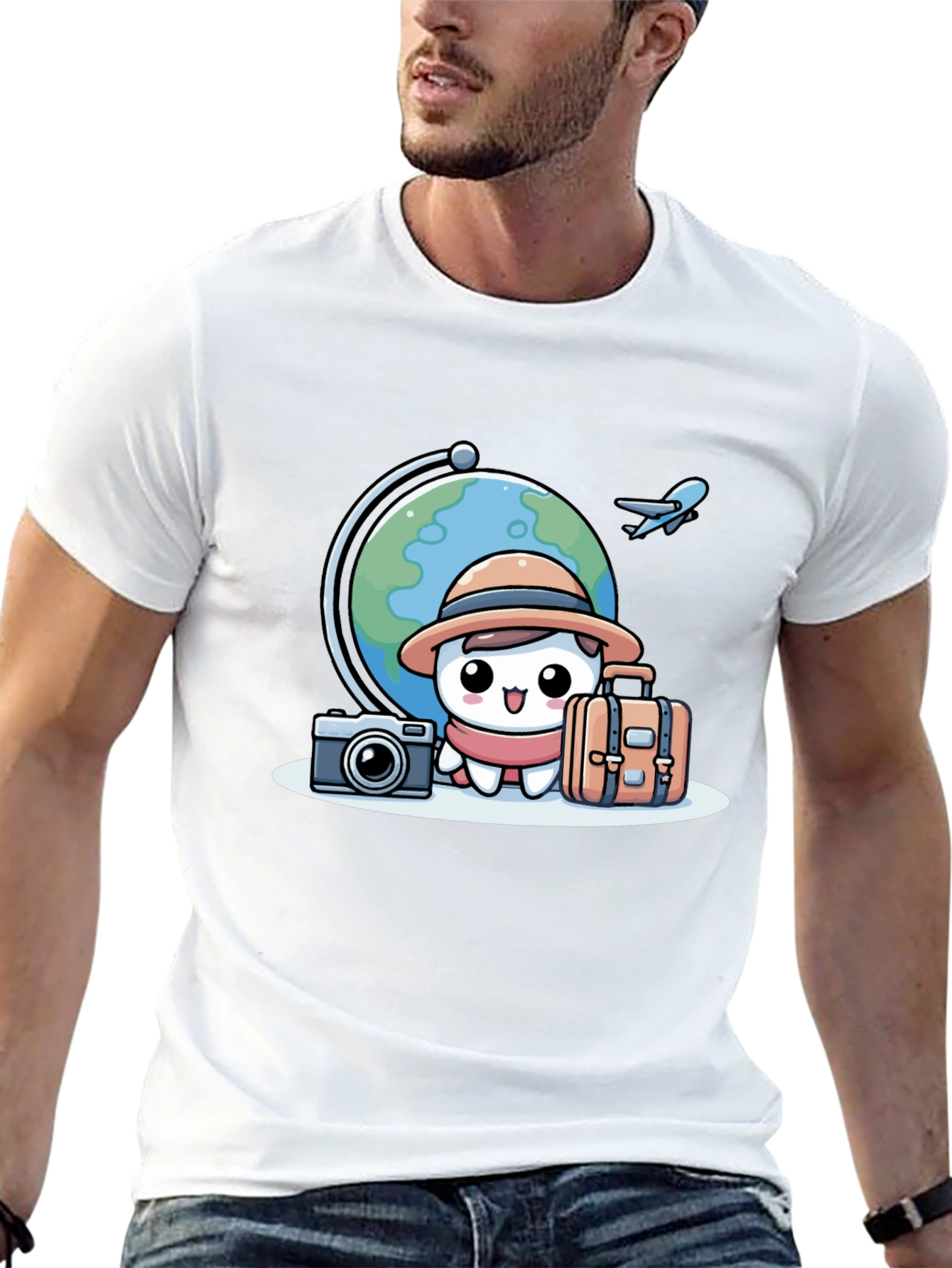 Cartoon Traveler T-Shirt - Globe Trotter Style