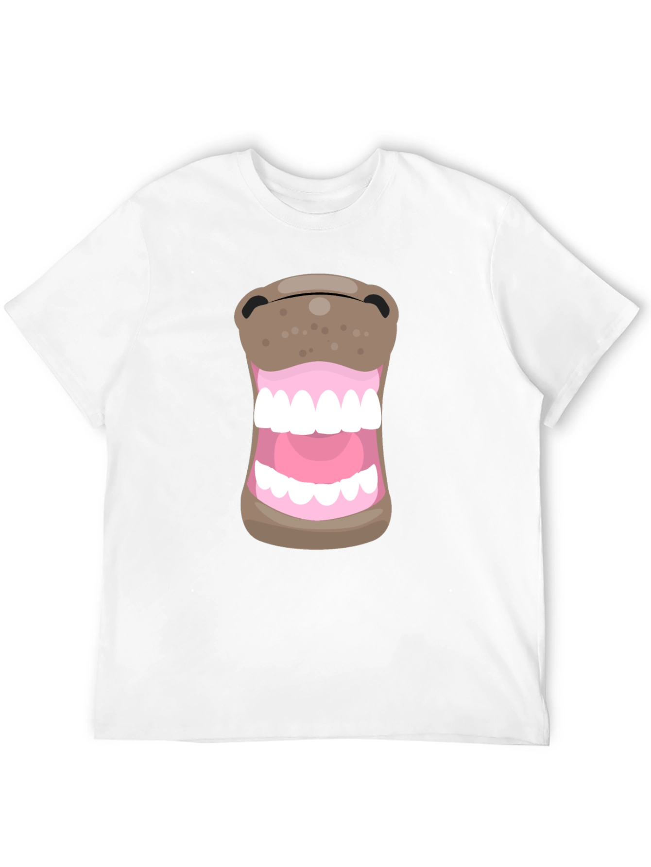 Funny Hippo Mouth Graphic Black T-Shirt
