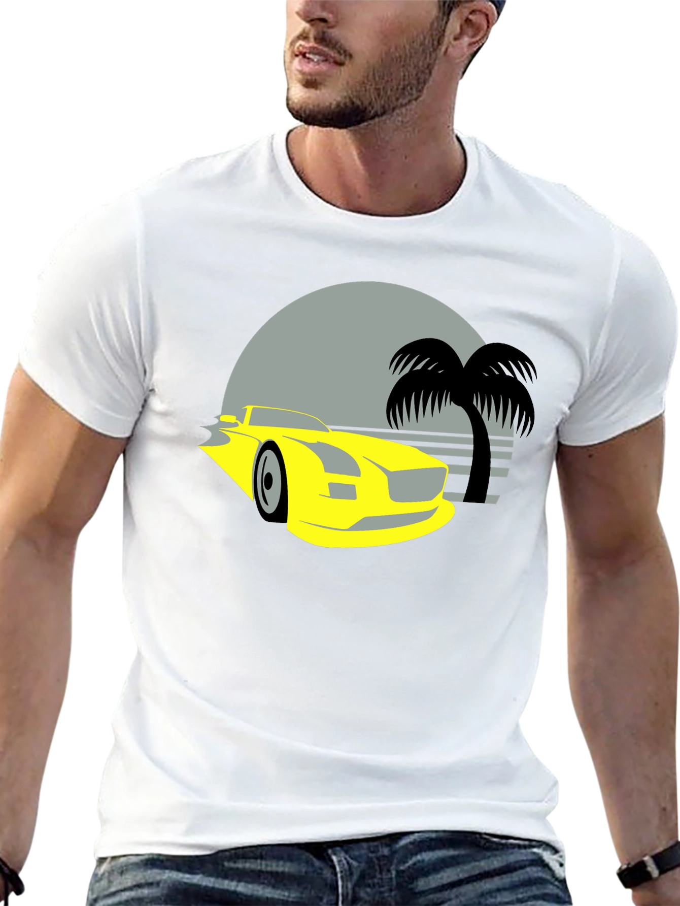Retro Car & Palm Tree Graphic Tee