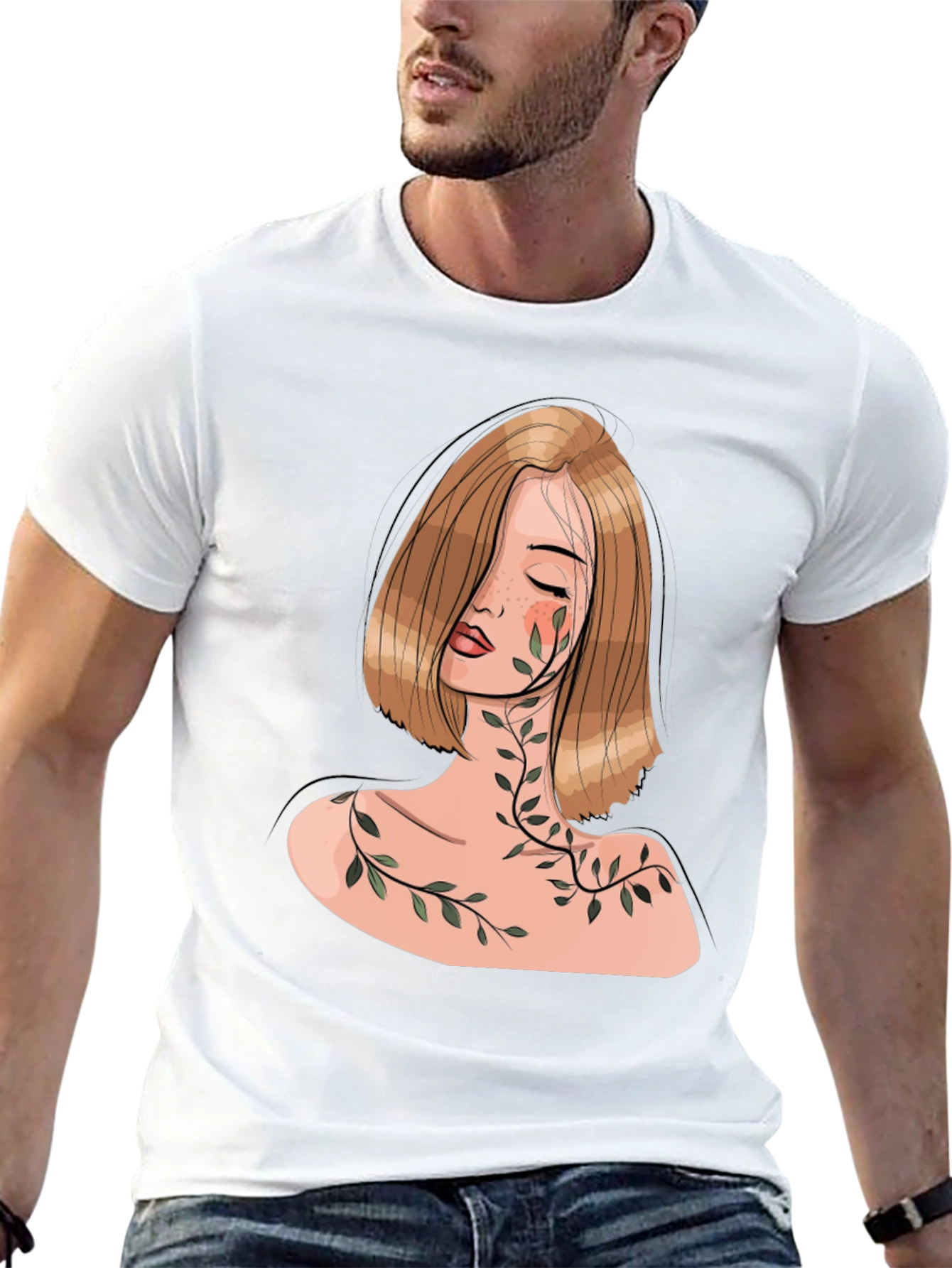 Woman with Vines Graphic Black T-Shirt