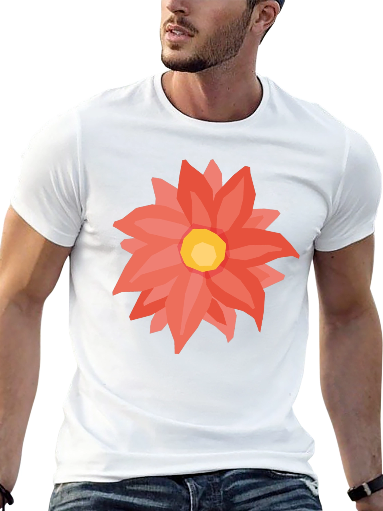 Black T-Shirt with Floral Graphic