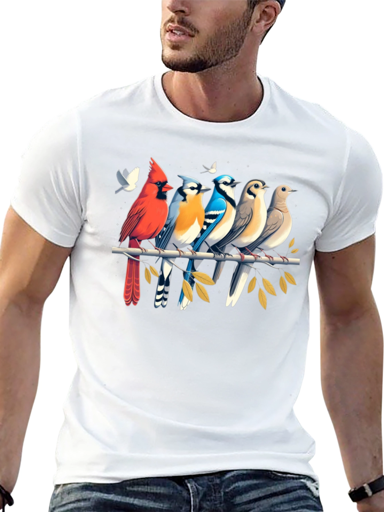 Birds on Branch Graphic Tee - Black