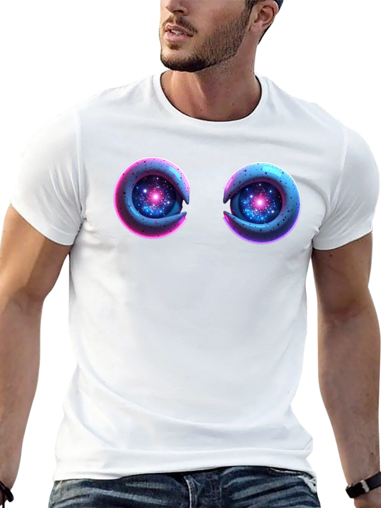 Cosmic Eyes Black Graphic T-Shirt