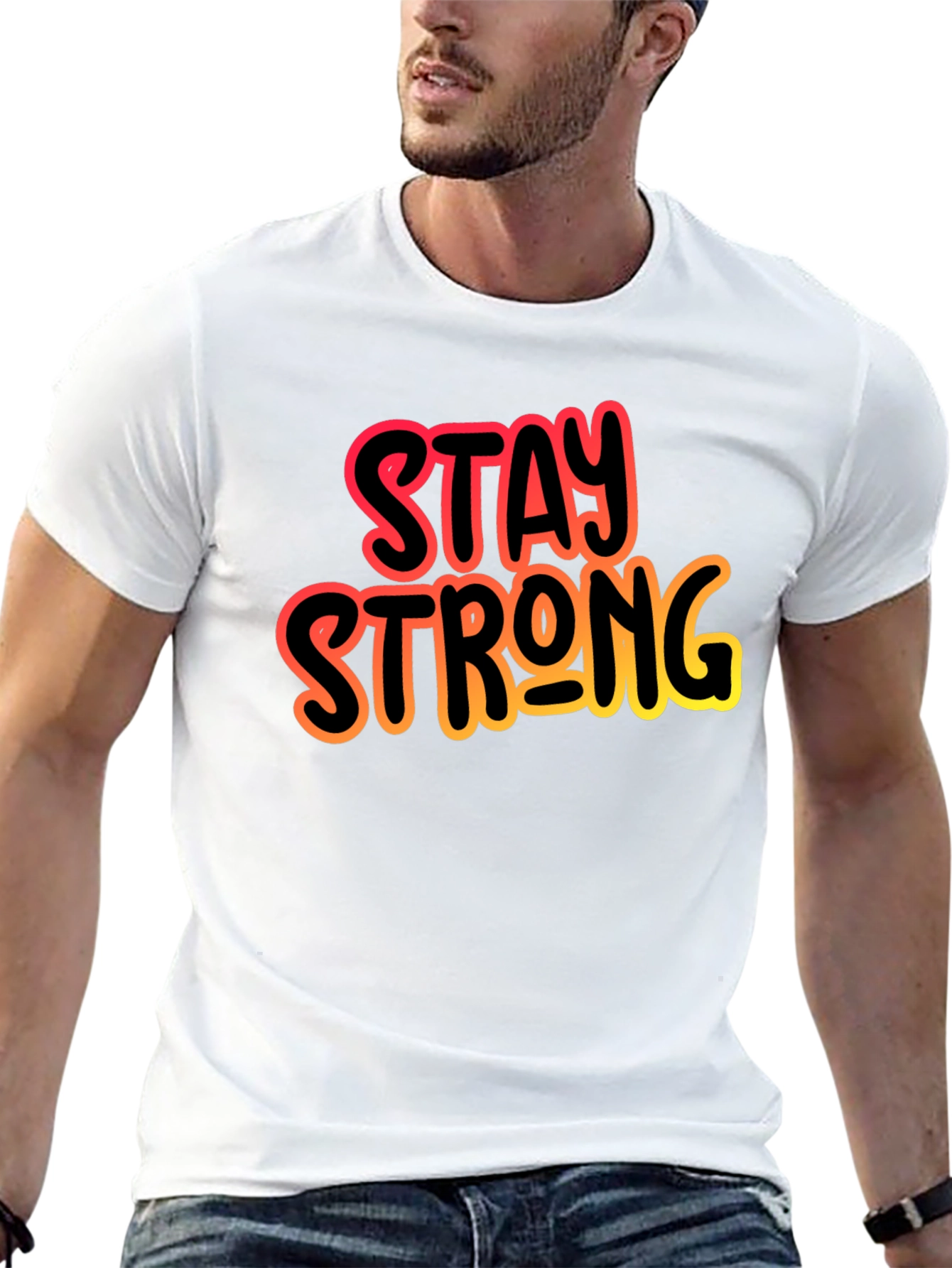 Stay Strong Black Graphic T-Shirt