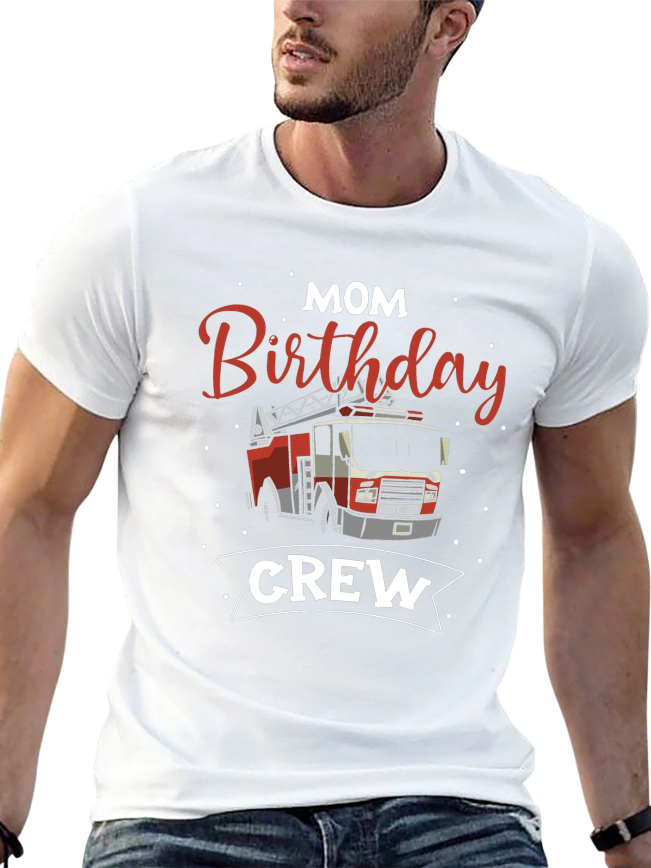 Mom Birthday Firetruck Crew T-Shirt