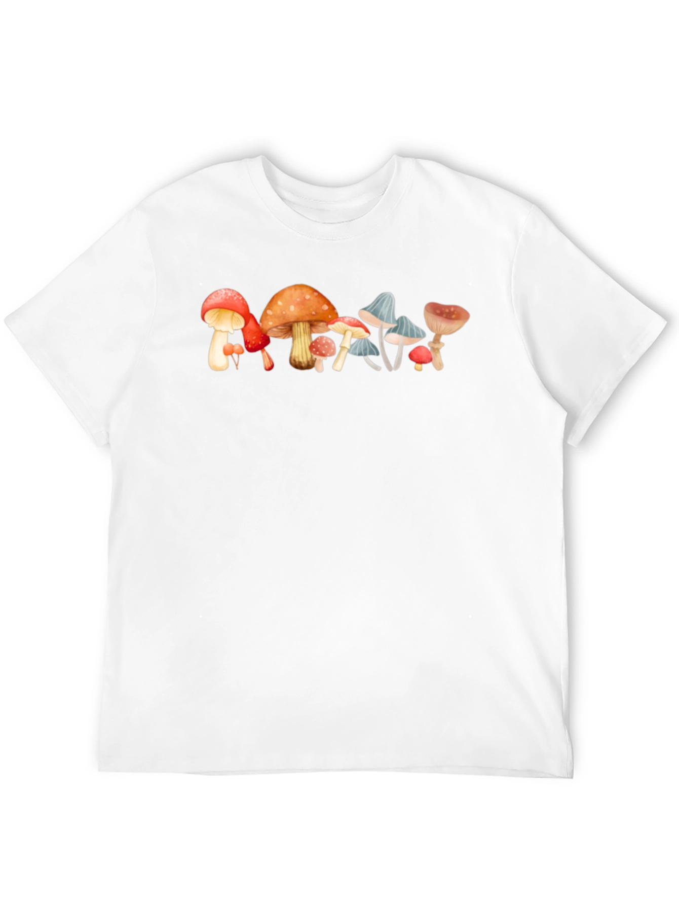 Mushroom Print Black Cotton Tee