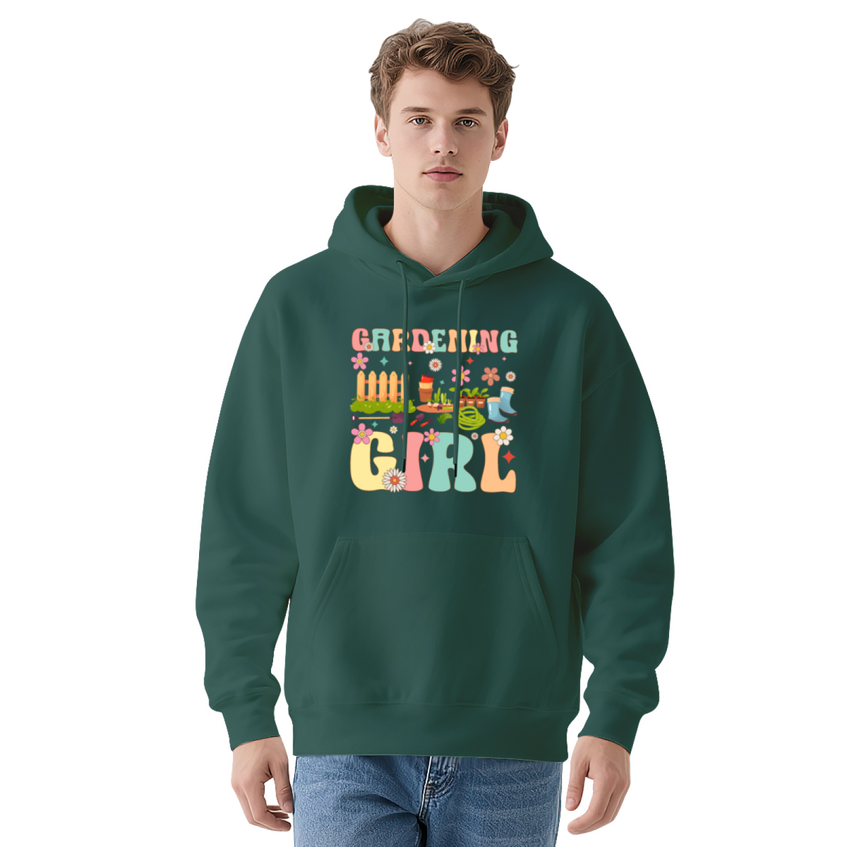 Retro Gardening Girl Graphic Hoodie