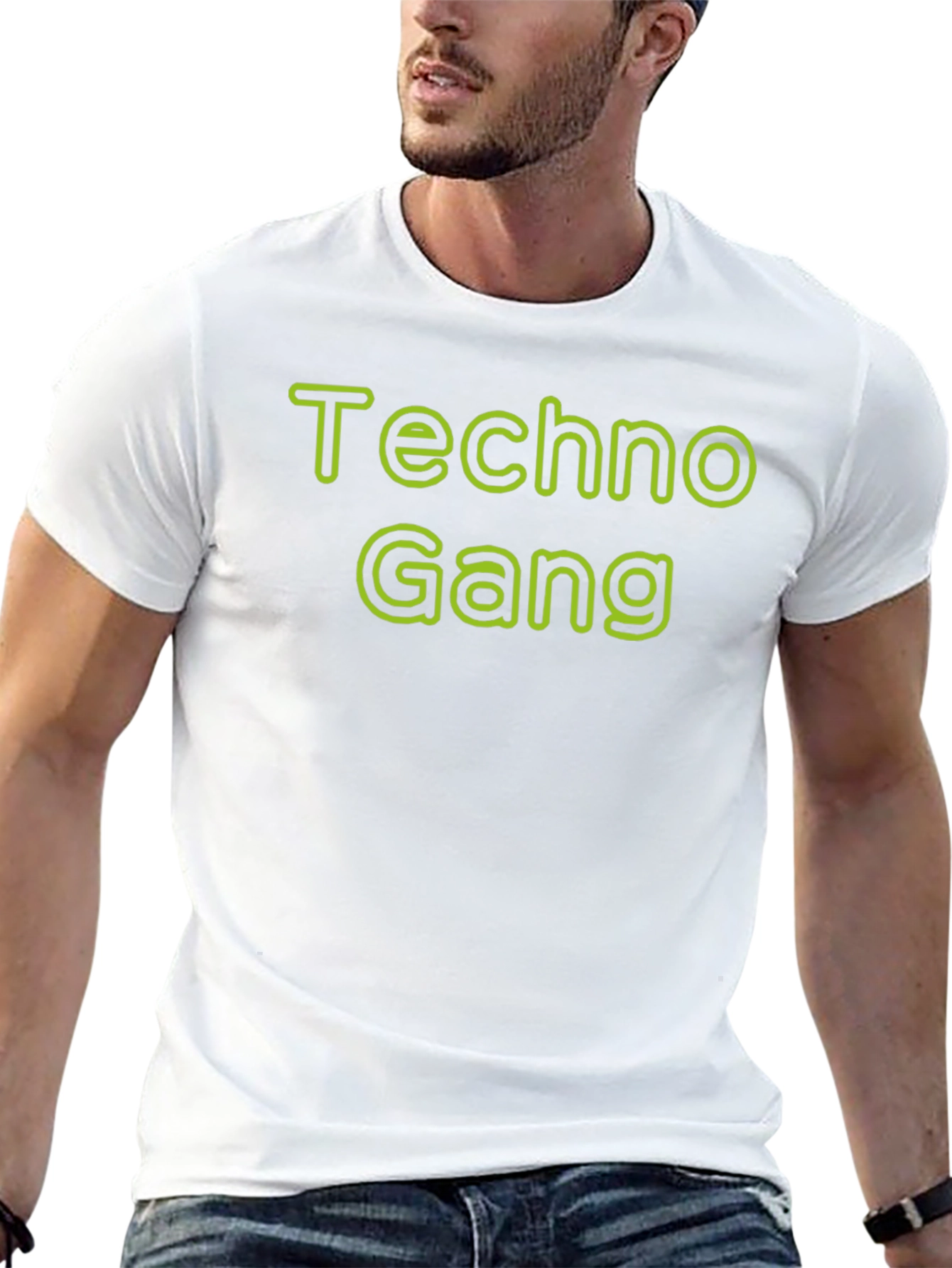 Techno Gang Graphic T-Shirt - Black Crew Neck Tee