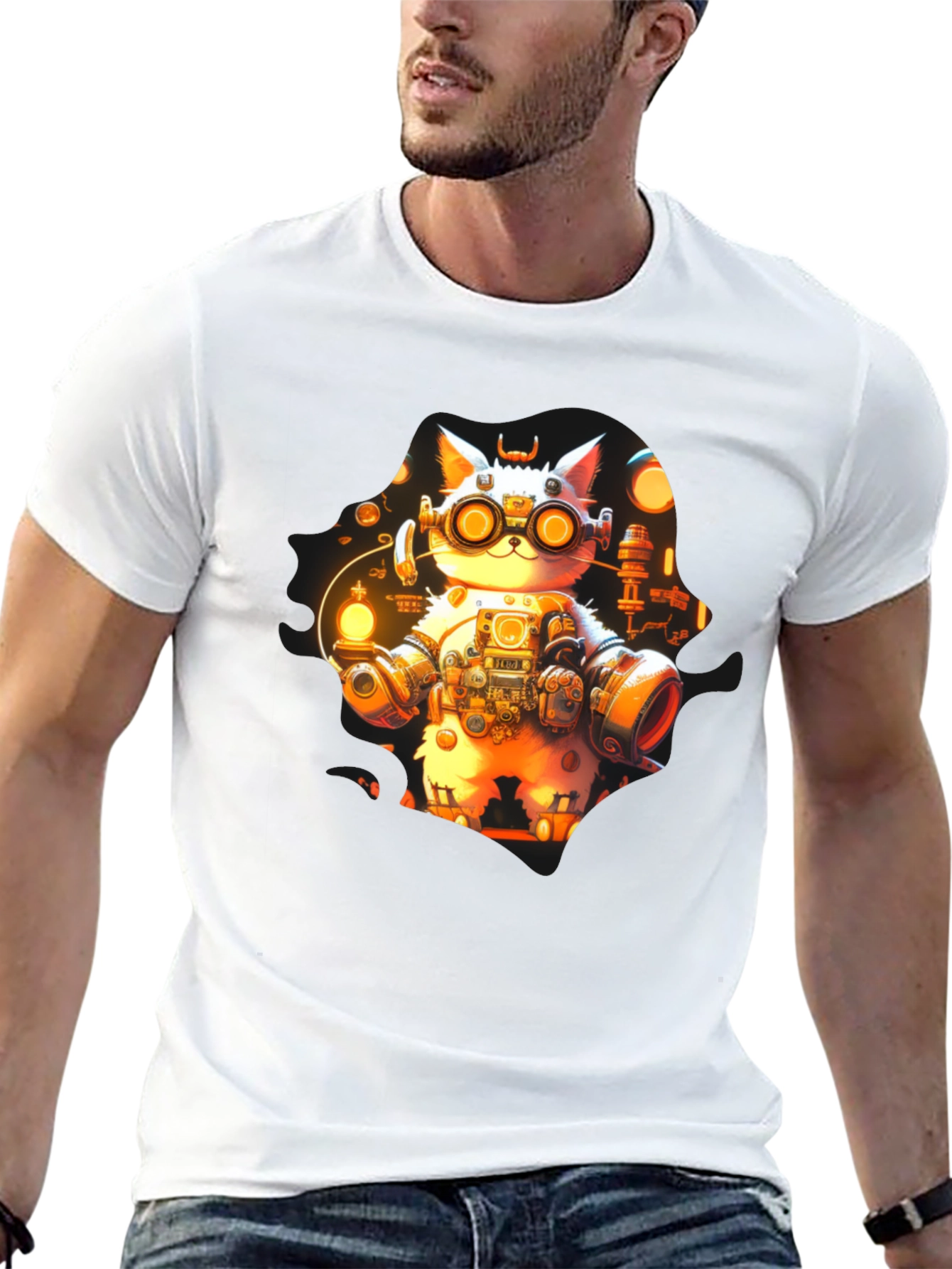Steampunk Cat T-Shirt - Unique Graphic Tee