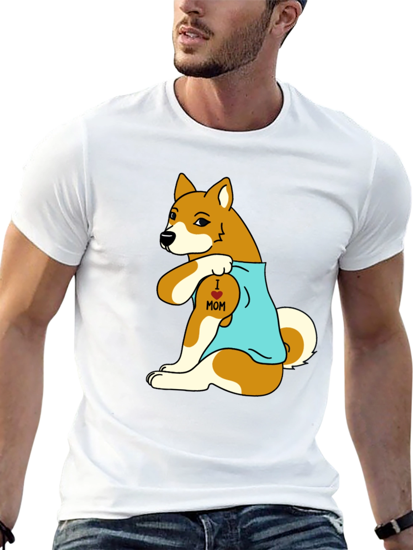 I Love Mom Dog Graphic T-Shirt