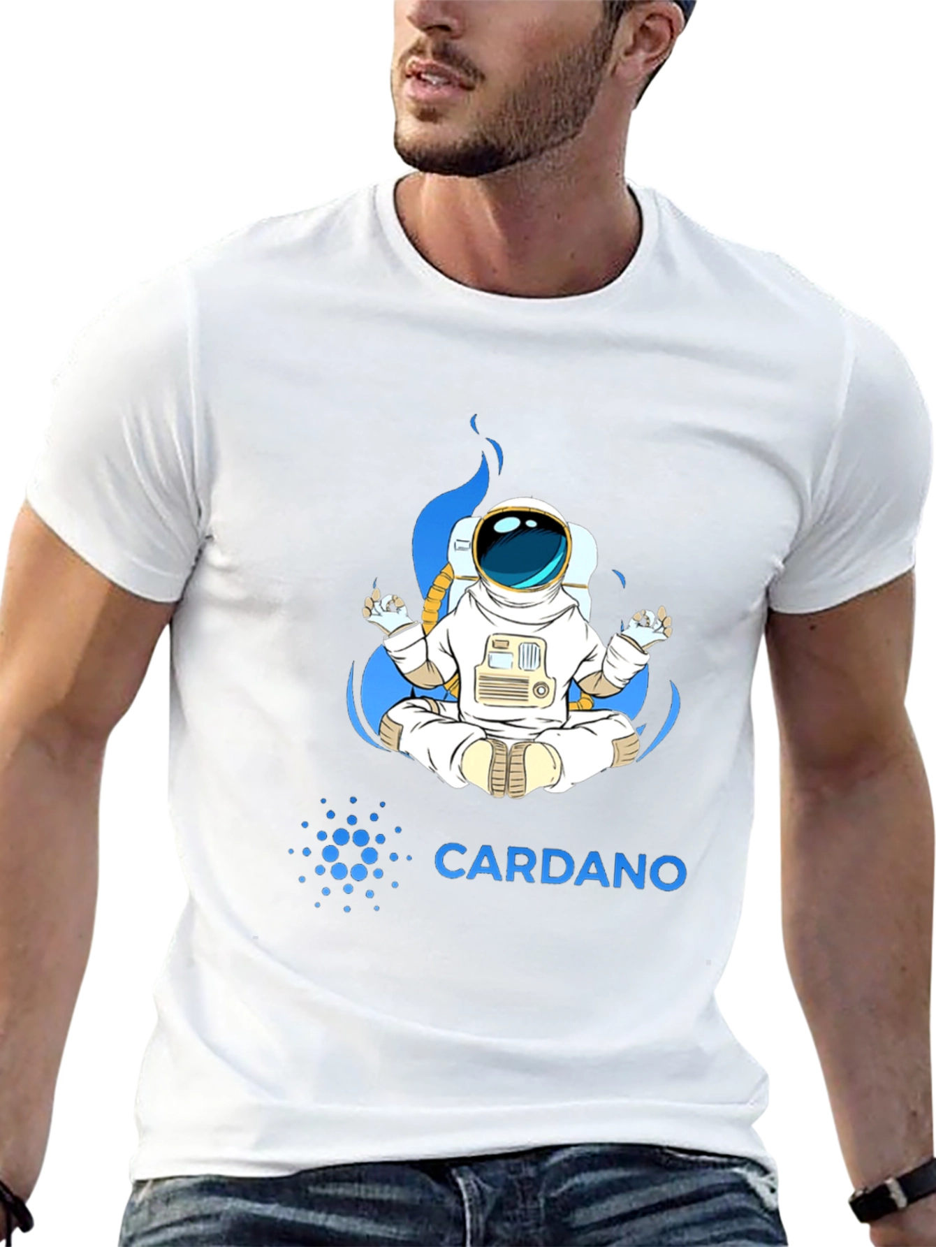 Cardano Astronaut T-Shirt - Meditating Space Explorer Tee
