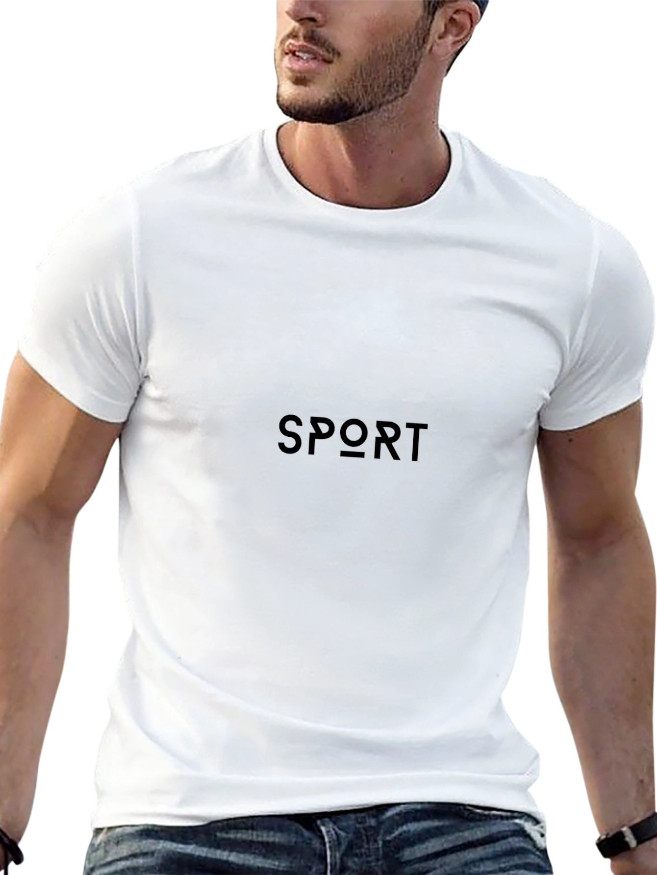 Sport Print Black T-Shirt Casual Wear