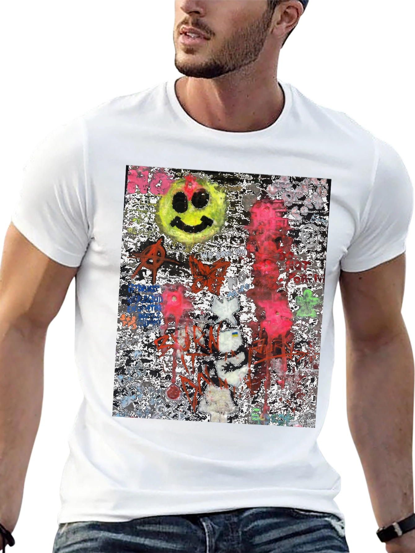 Edgy Graphic Print Crew Neck T-Shirt