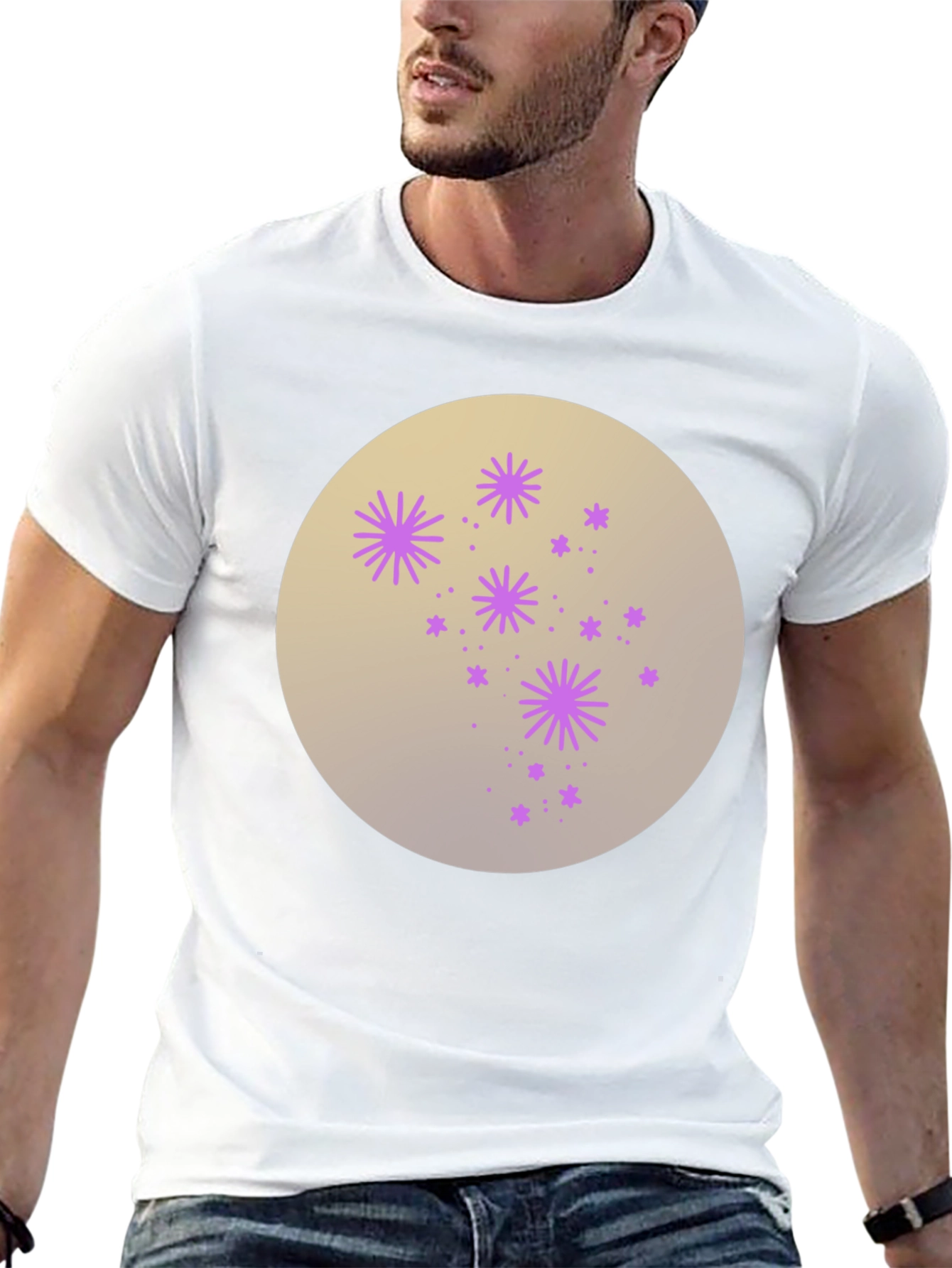 Celestial Starburst Graphic Tee - Black Cotton Blend