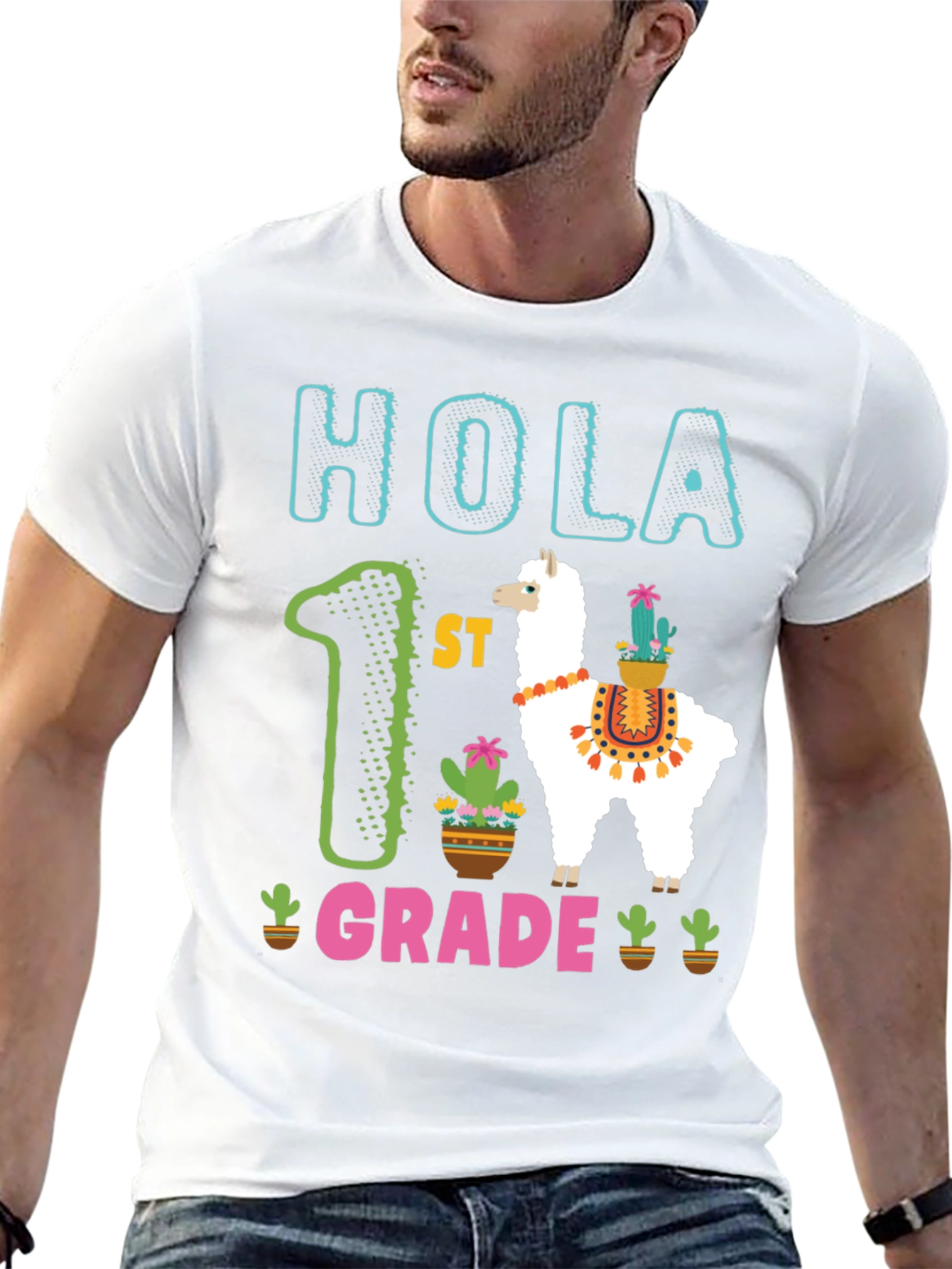 Hola 1st Grade Llama Kids T-Shirt