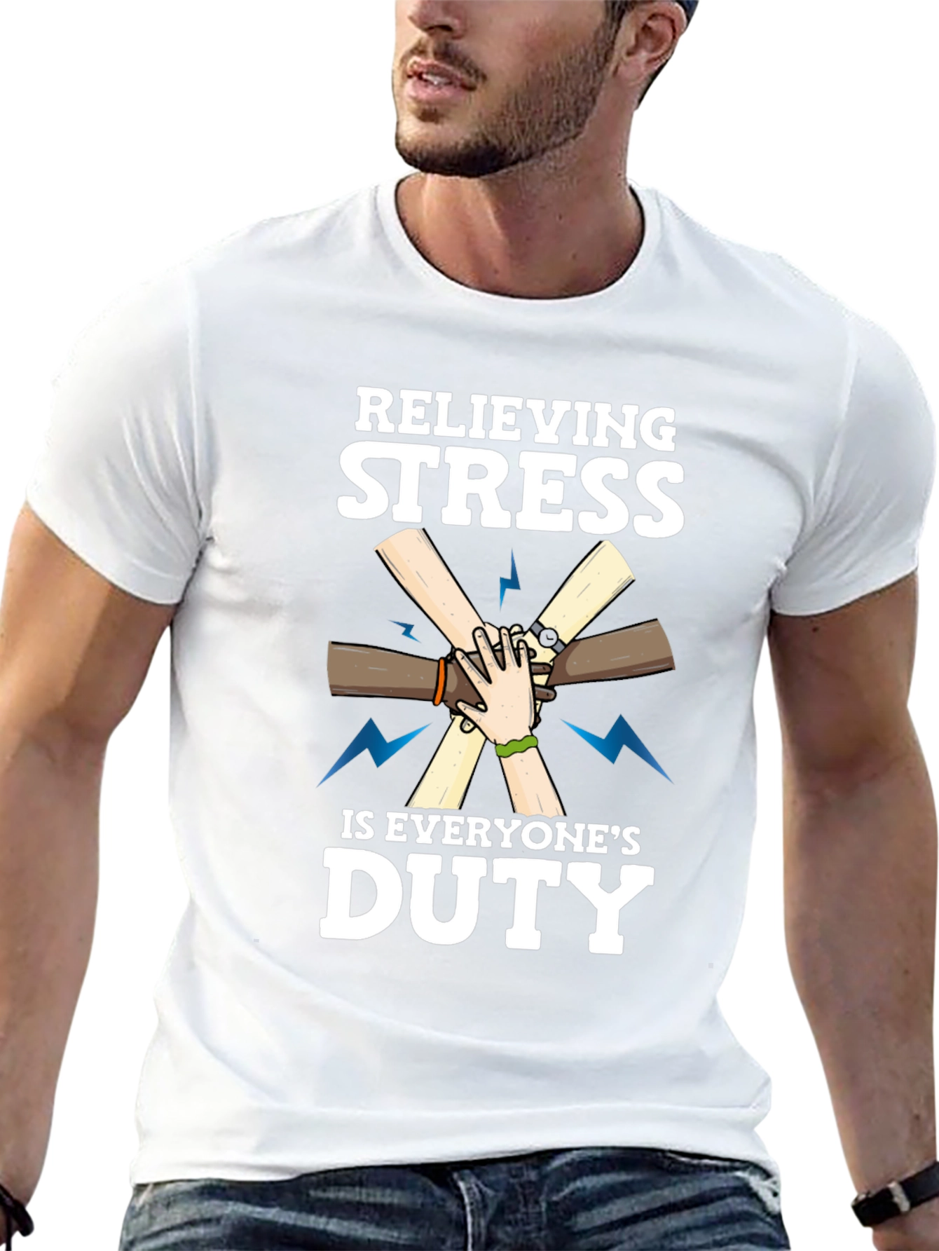 Relieving Stress Is Everyones Duty Black T-Shirt