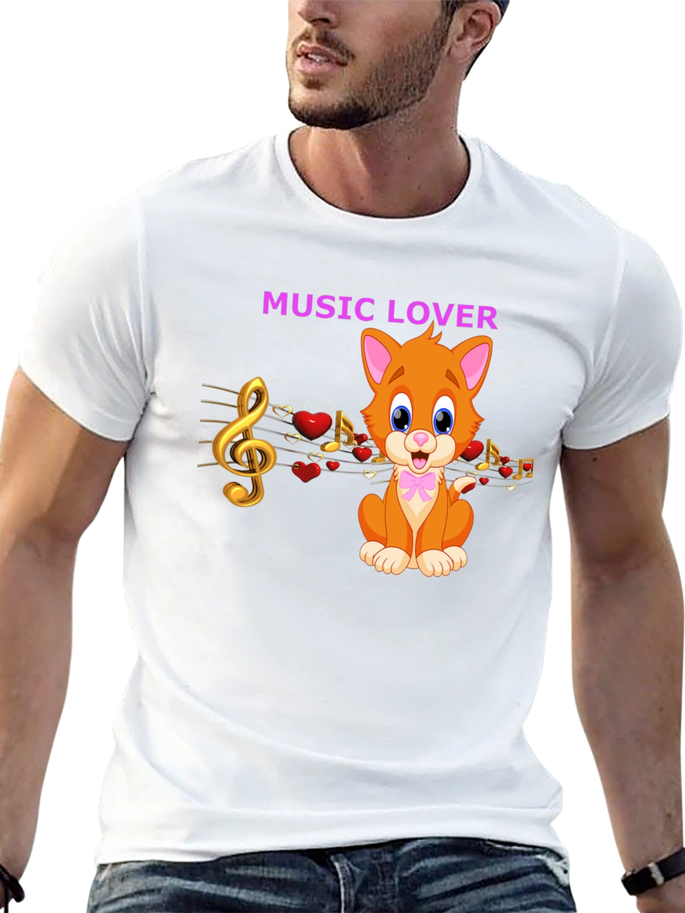 Music Lover Cat Graphic Tee