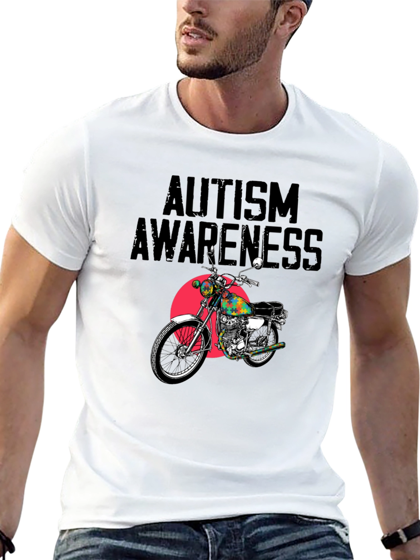 Autism Awareness Motorcycle Graphic T-Shirt