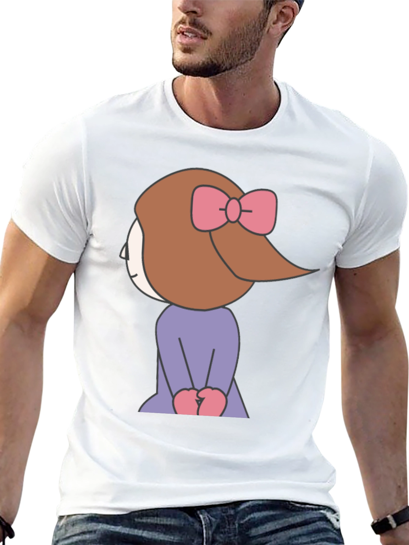 Cartoon Girl Graphic Tee - Black Unisex T-Shirt