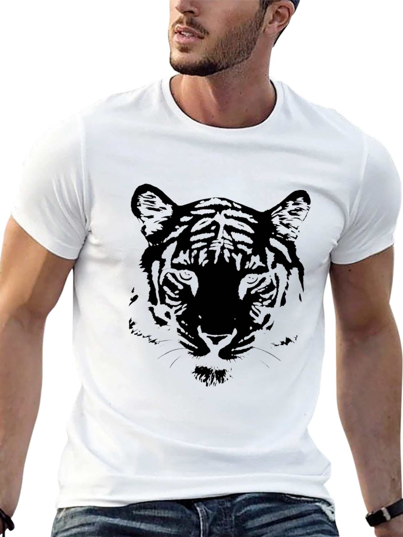 Black Tiger Graphic Tee - Stylish Animal Print Shirt