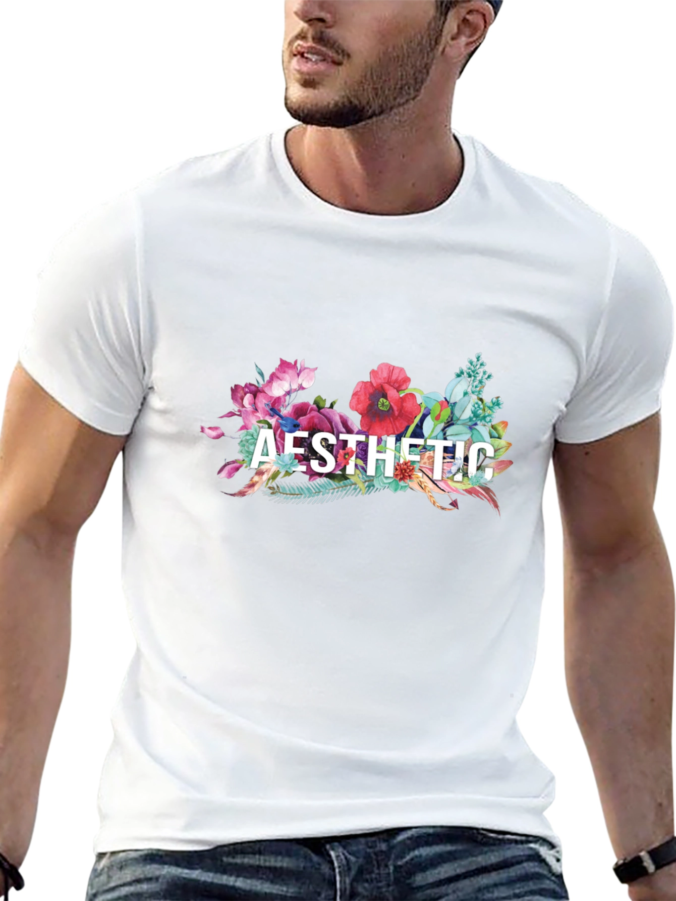 Aesthetic Floral Graphic Tee - Black
