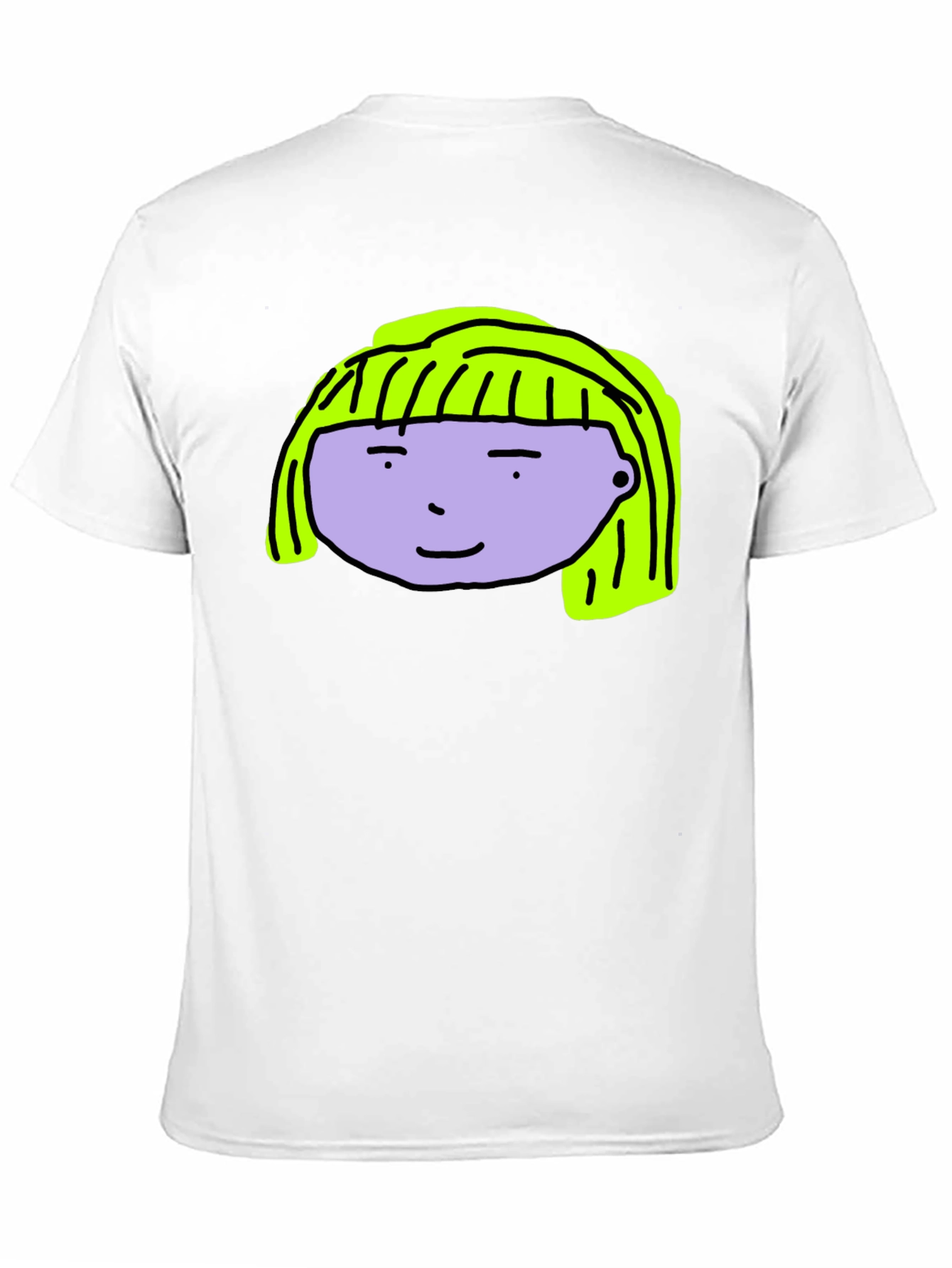 Cartoon Face Graphic Tee - Black Cotton