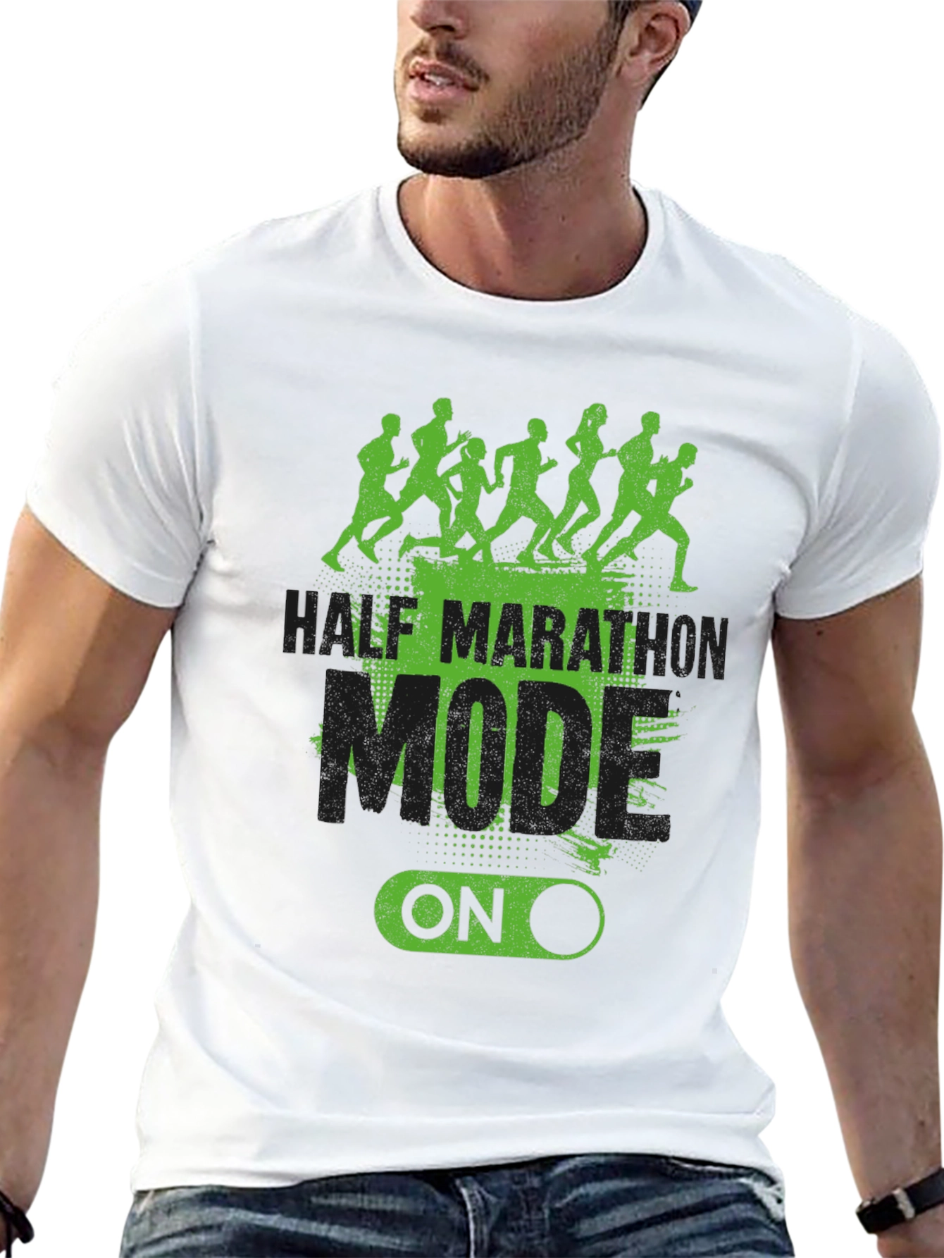 Half Marathon Mode On Black T-Shirt