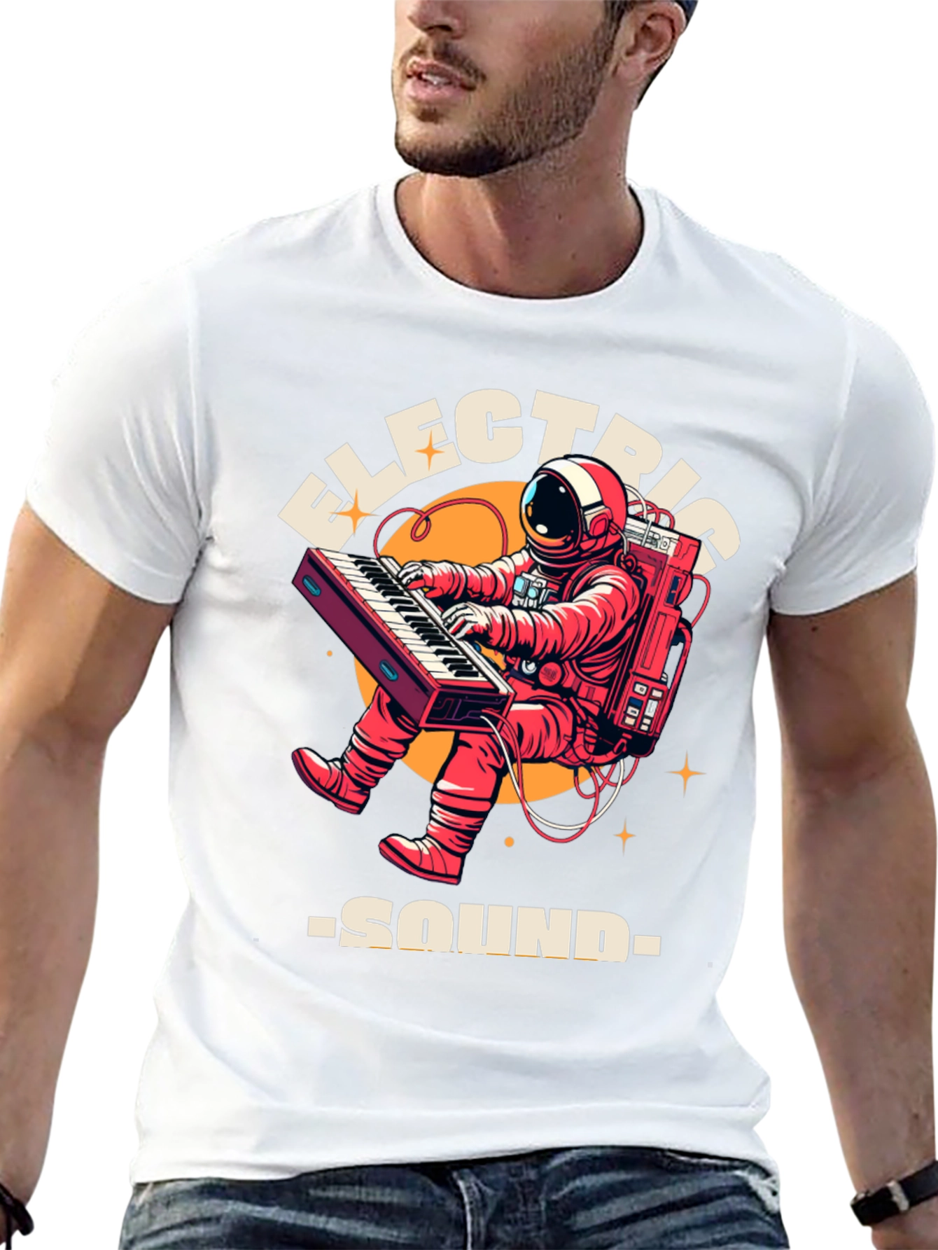 Electric Sound Astronaut T-Shirt - Space Keyboard Player