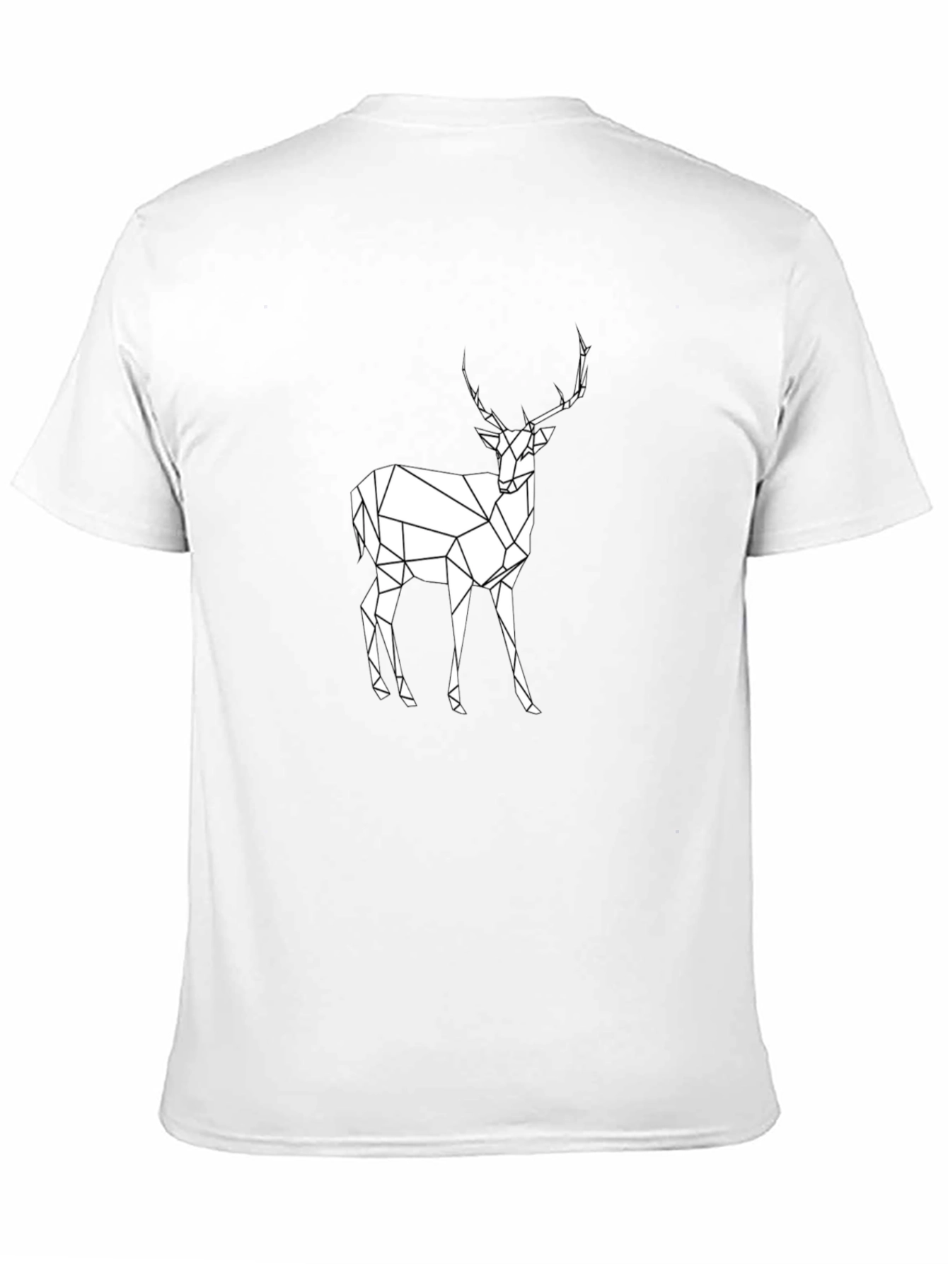 Geometric Deer Graphic Tee - Black Cotton T-Shirt