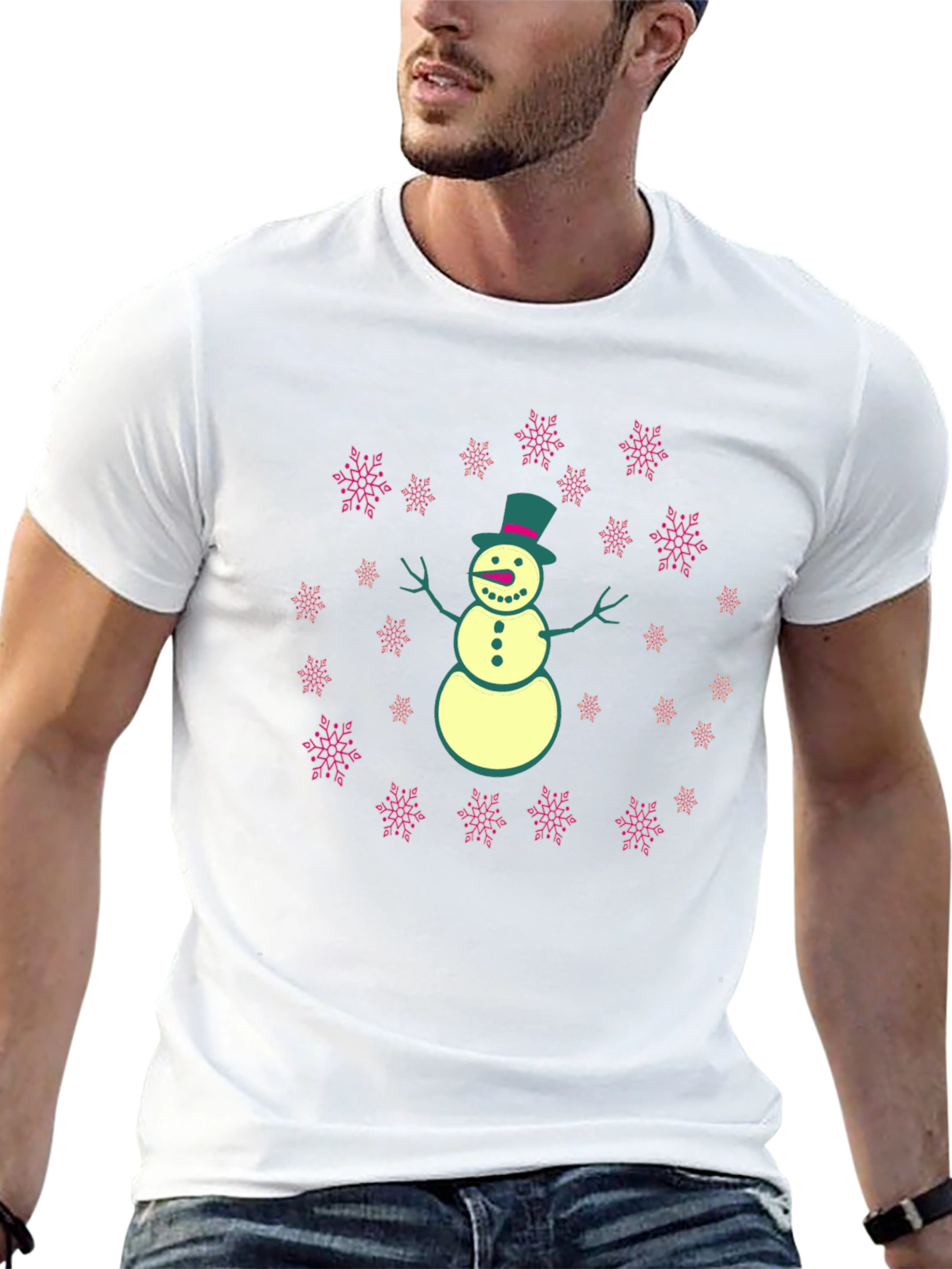 Snowman T-Shirt with Snowflake Design
