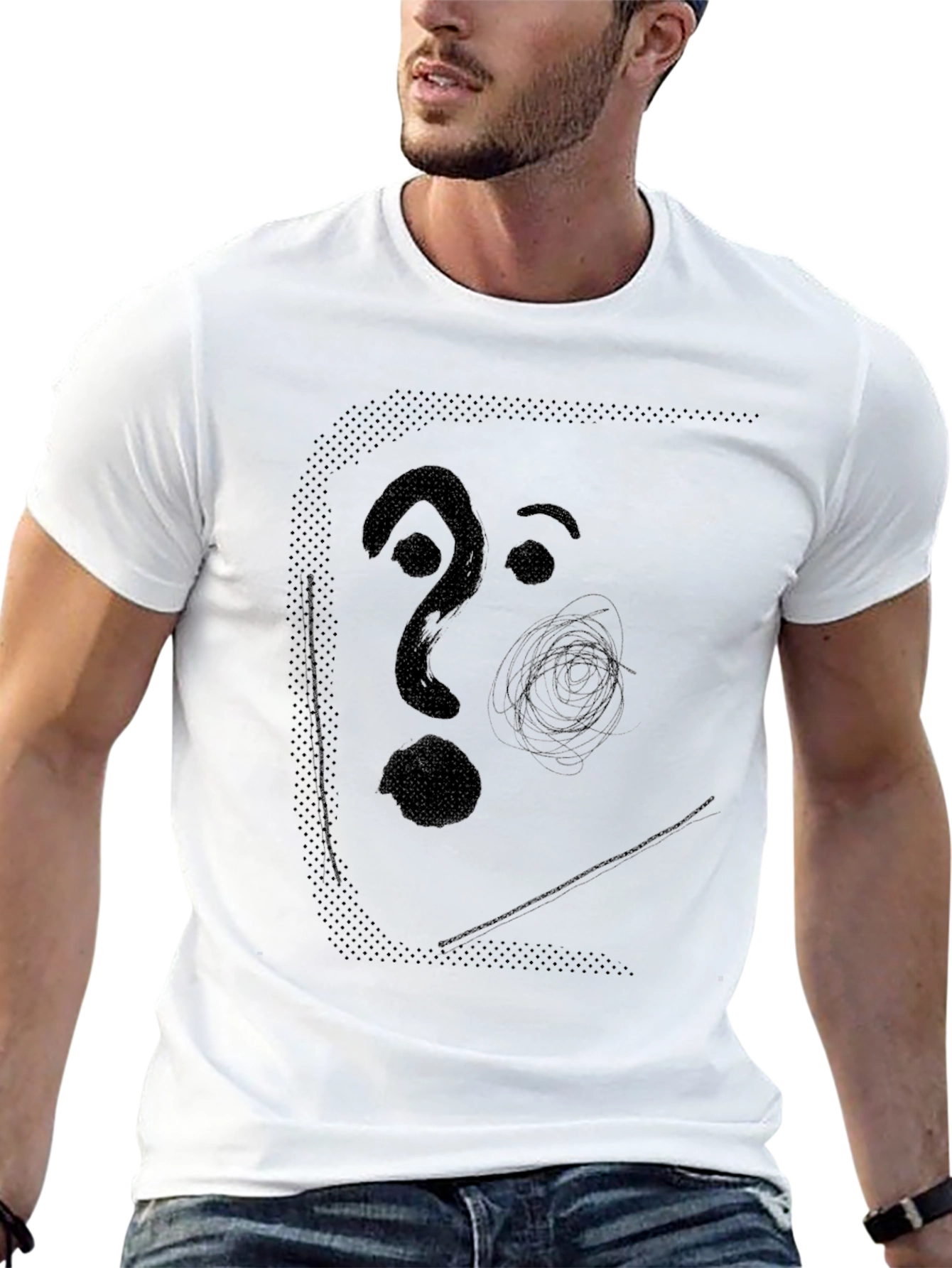 Abstract Face Graphic Mens Black T-Shirt