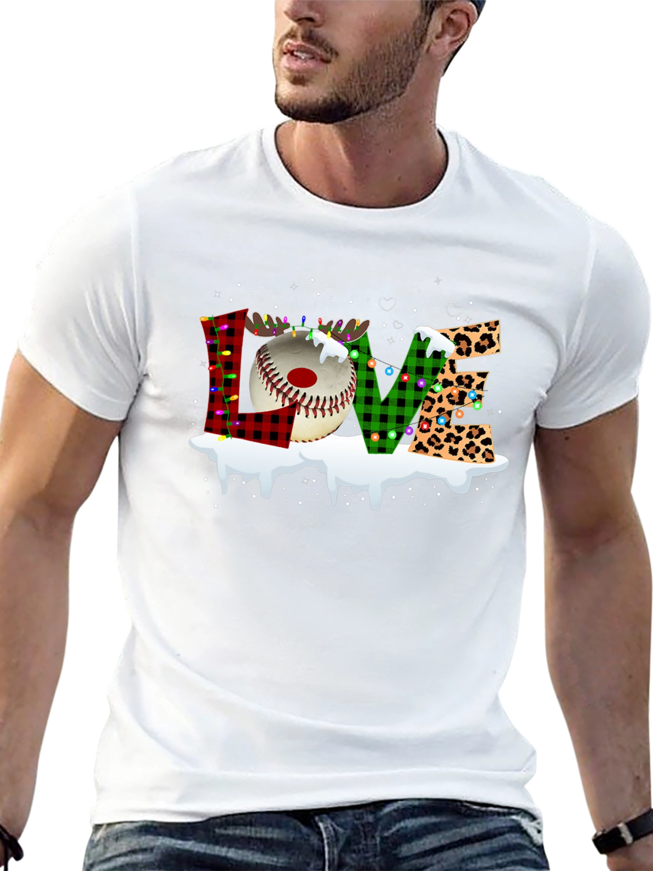 Festive LOVE Baseball Christmas T-Shirt
