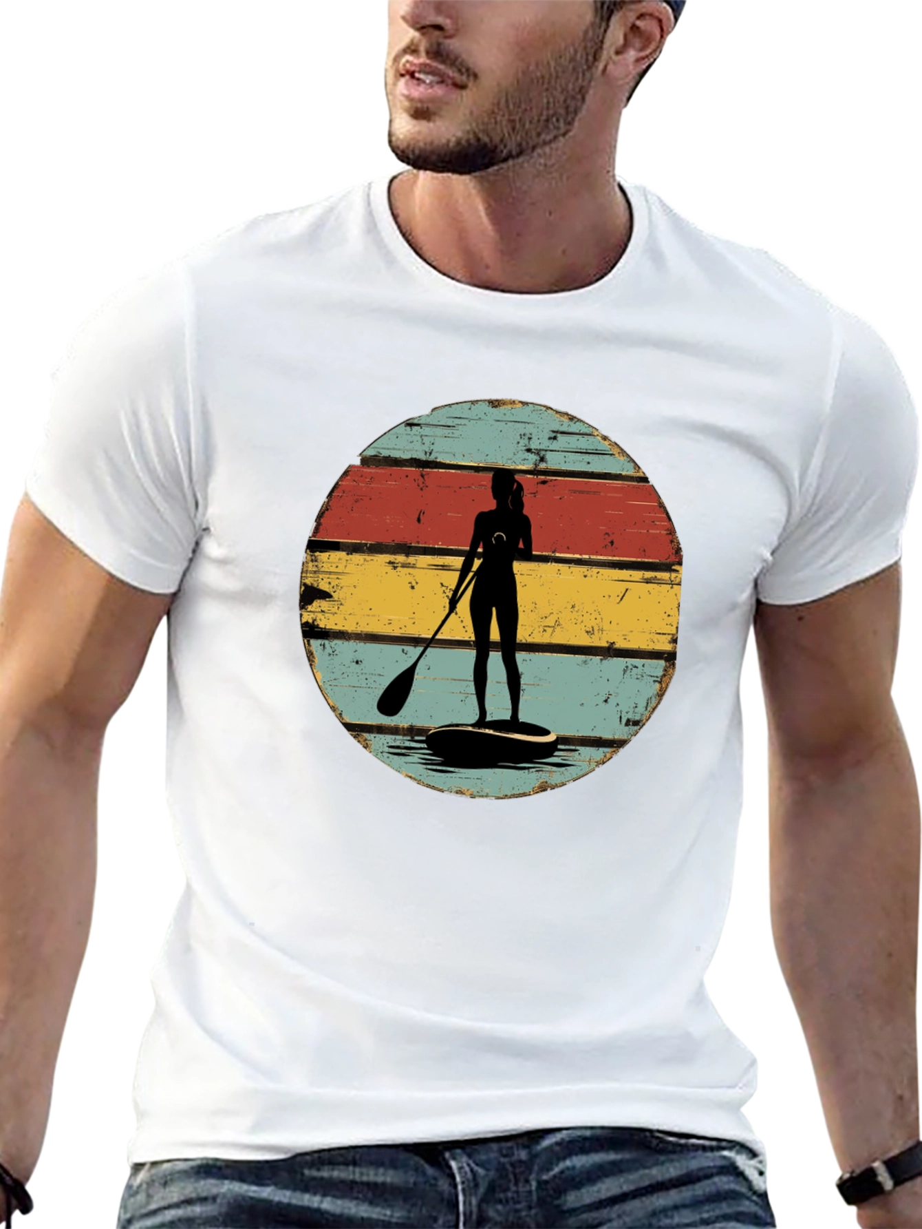 Retro Paddle Boarder Graphic Tee