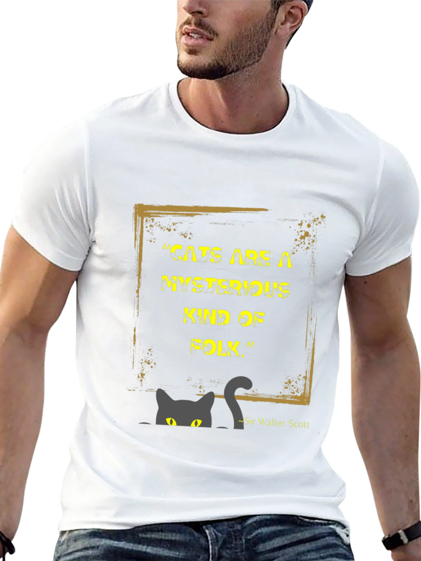 Mysterious Cat Quote Graphic Tee - Unique Style