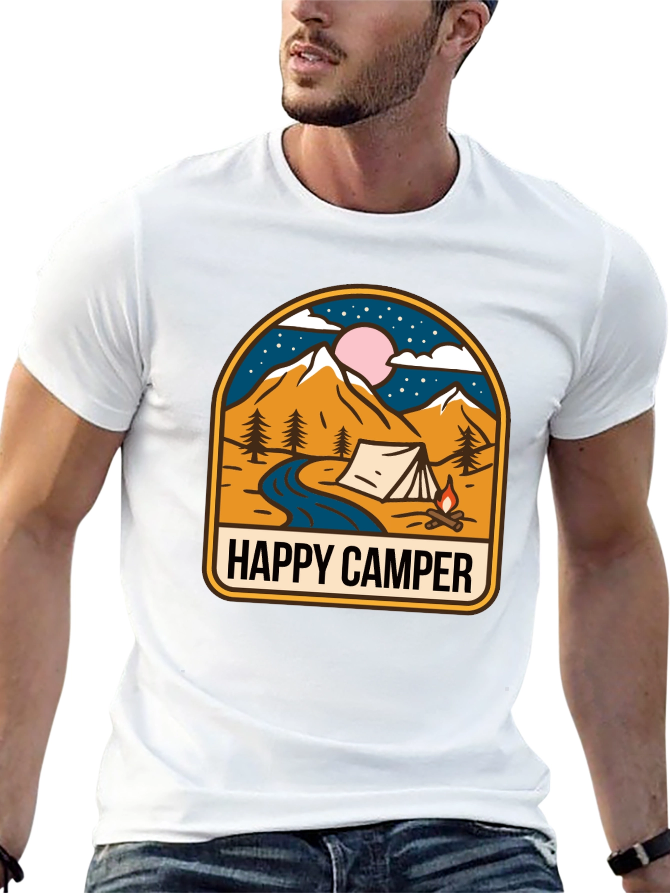 Happy Camper Graphic Tee - Outdoor Adventure Shirt